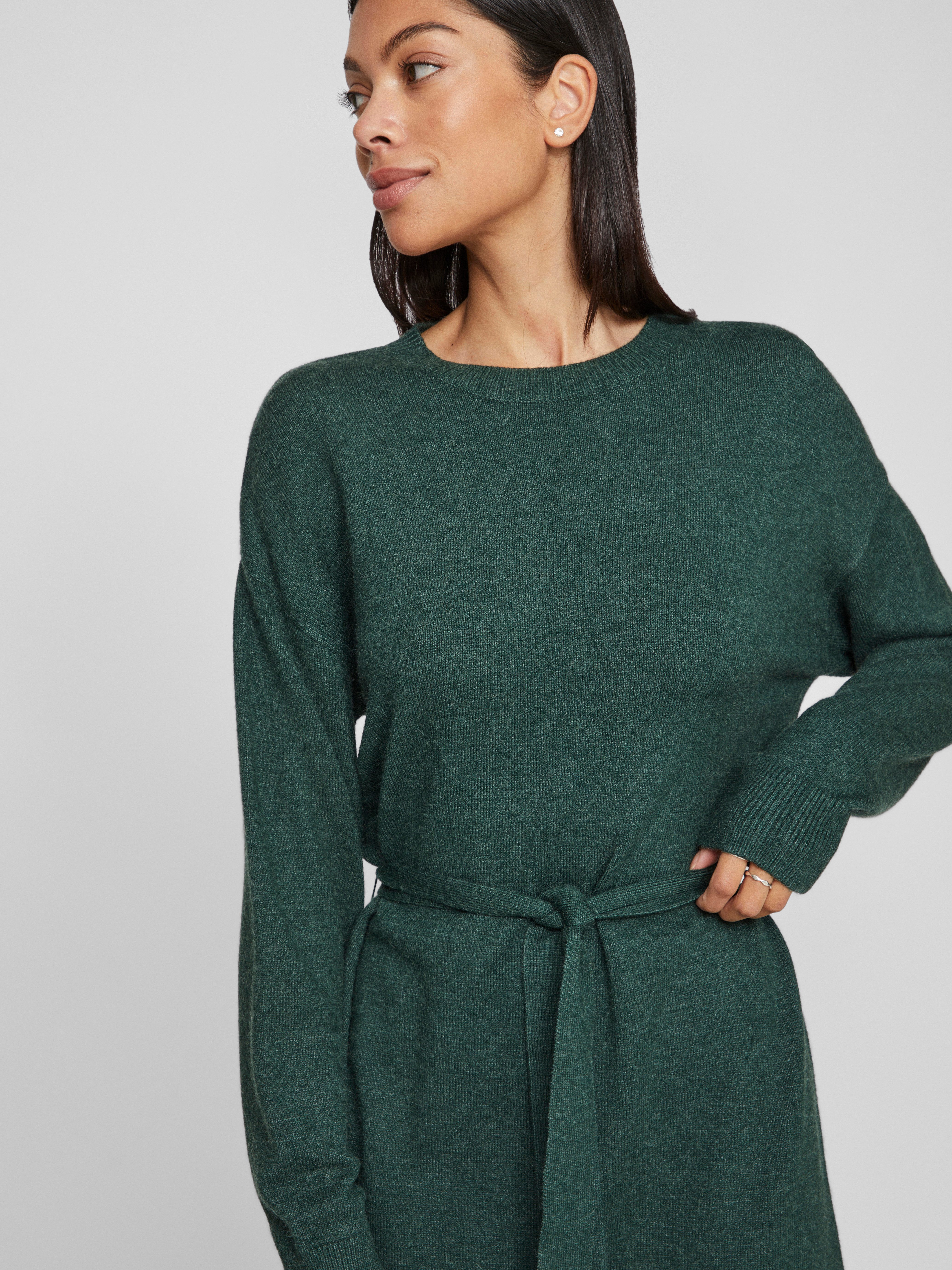 Vila Gebreide jurk VIRIL O-NECK L S BELT KNIT DRESS NOOS