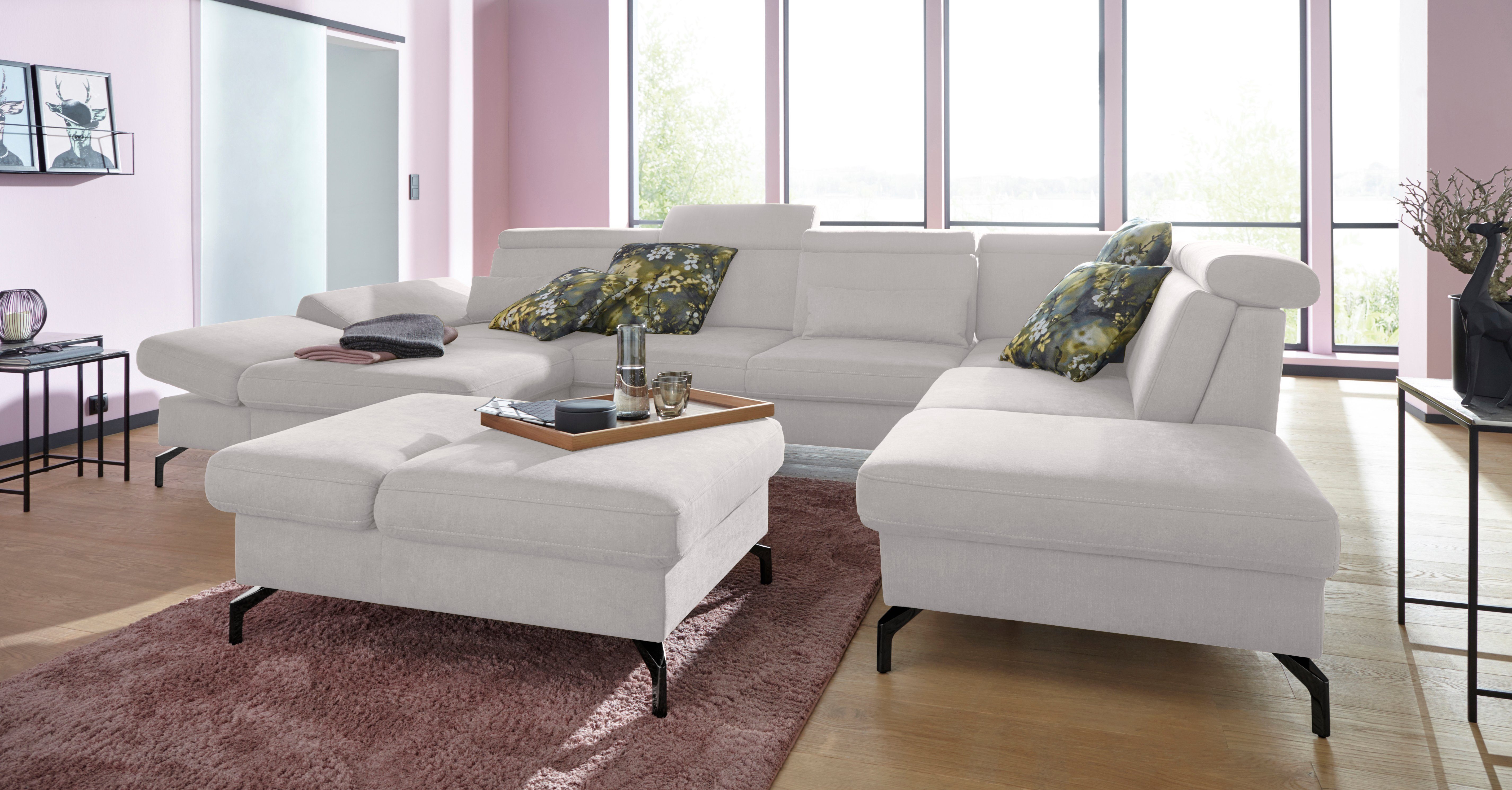 sit&more Zithoek Brisbane U-vorm Poothoogte 15 cm, inclusief verstelbare zitdiepte, armleuningen en hoofdeind
