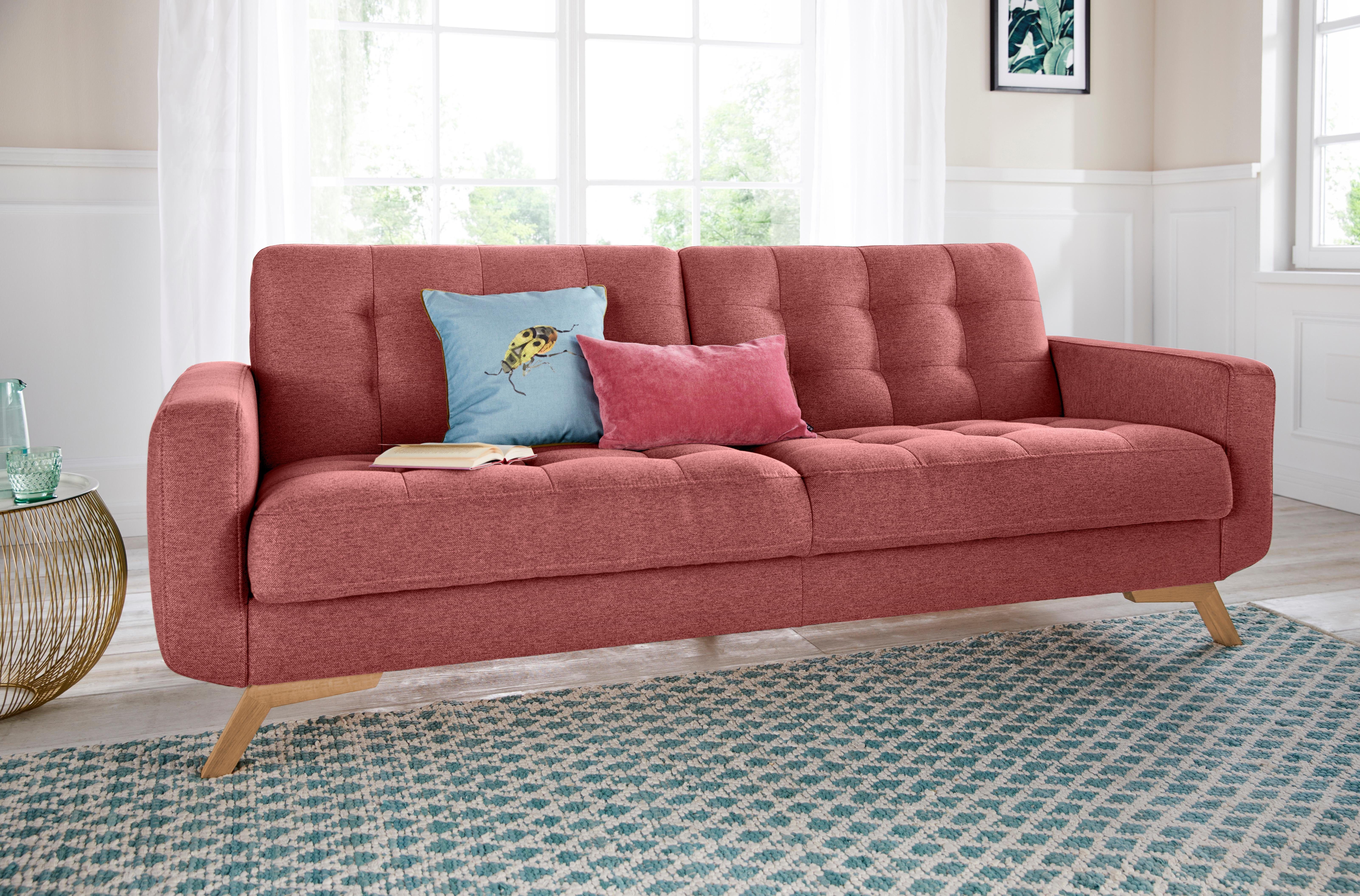 exxpo - sofa fashion 3-zitsbank Fiord, actueel design, geweldige afwerking in zitting en rug comfortabel, optioneel kantelbank met bedfunctie en bedlade, houten voet