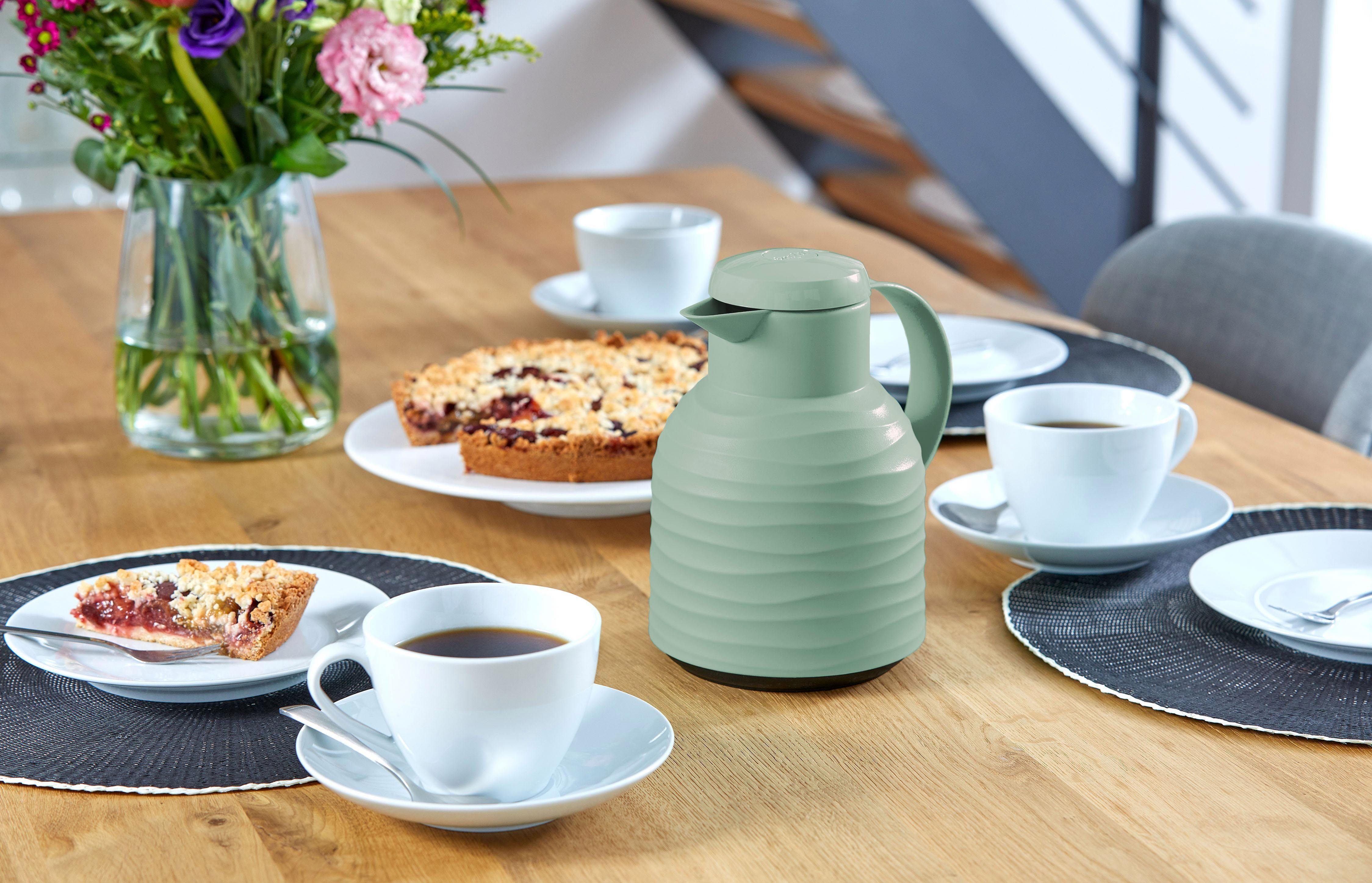Emsa Thermoskan Samba Wave Made in Germany, 12u warm/24u koud, Quick-Press deksel, glazen fles