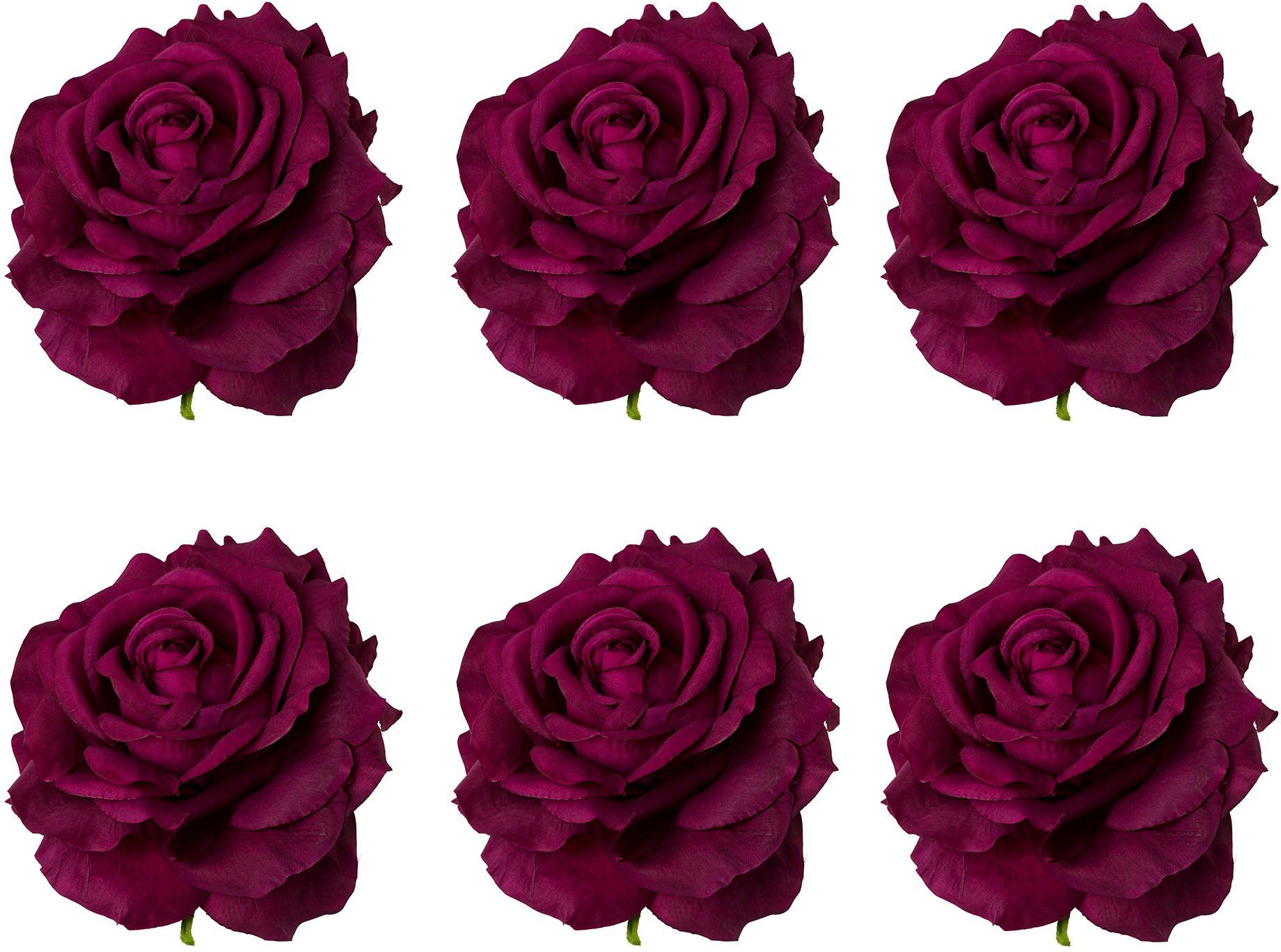 Creativ green Kunstbloem Rose mit Clip (6 stuks)