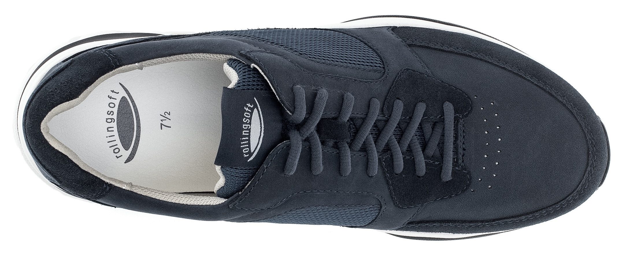 Gabor Rollingsoft Sneakers met sleehak , vrijetijdsschoen, lage schoen, veterschoen met logo op de hiel, g-breedte