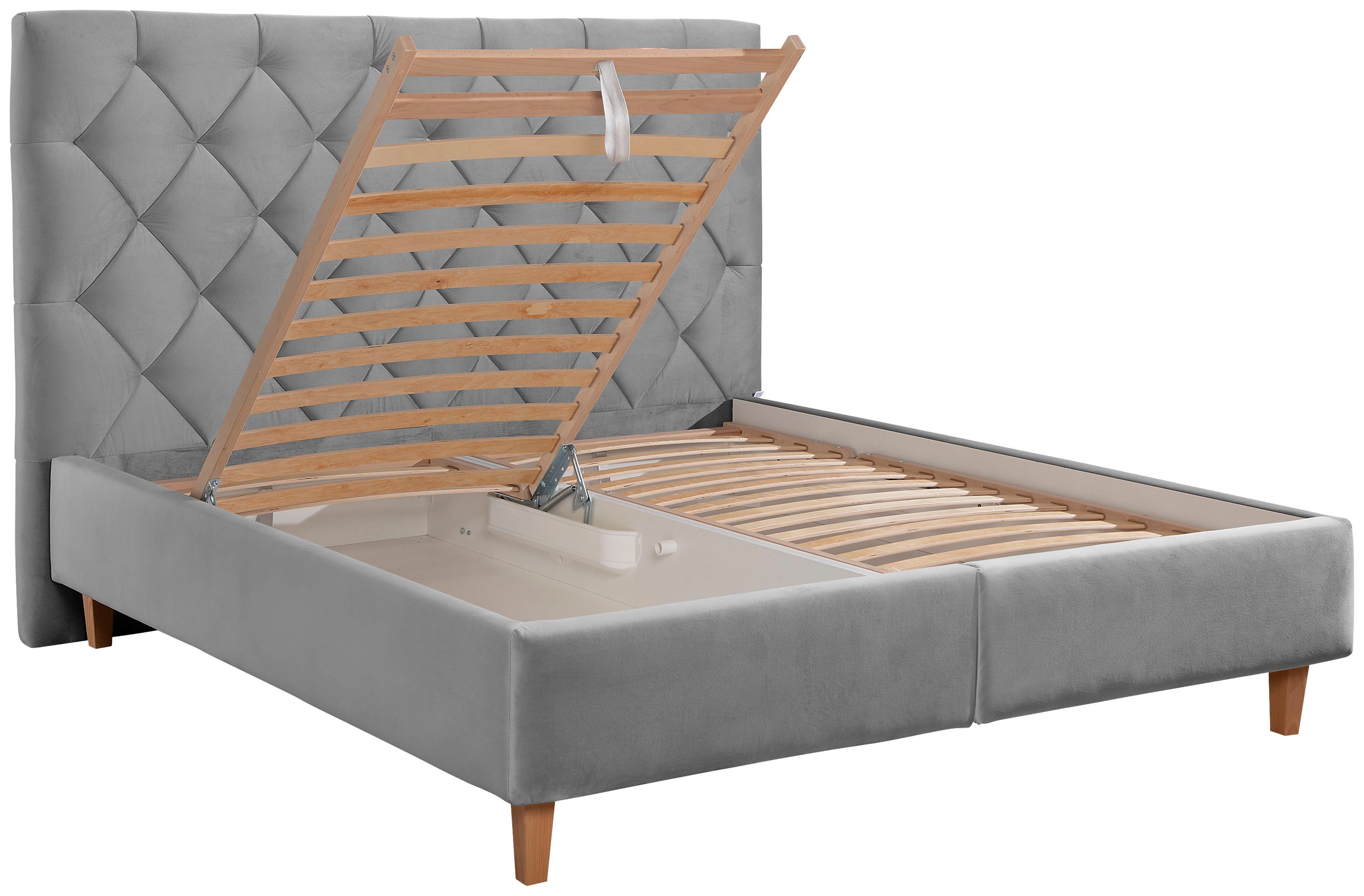 Guido Maria Kretschmer Home&Living Gestoffeerd bed Sunley 140 Kruisstiksel, hoofdbordhoogte 142 cm, zonder of met matras/lattenbodem