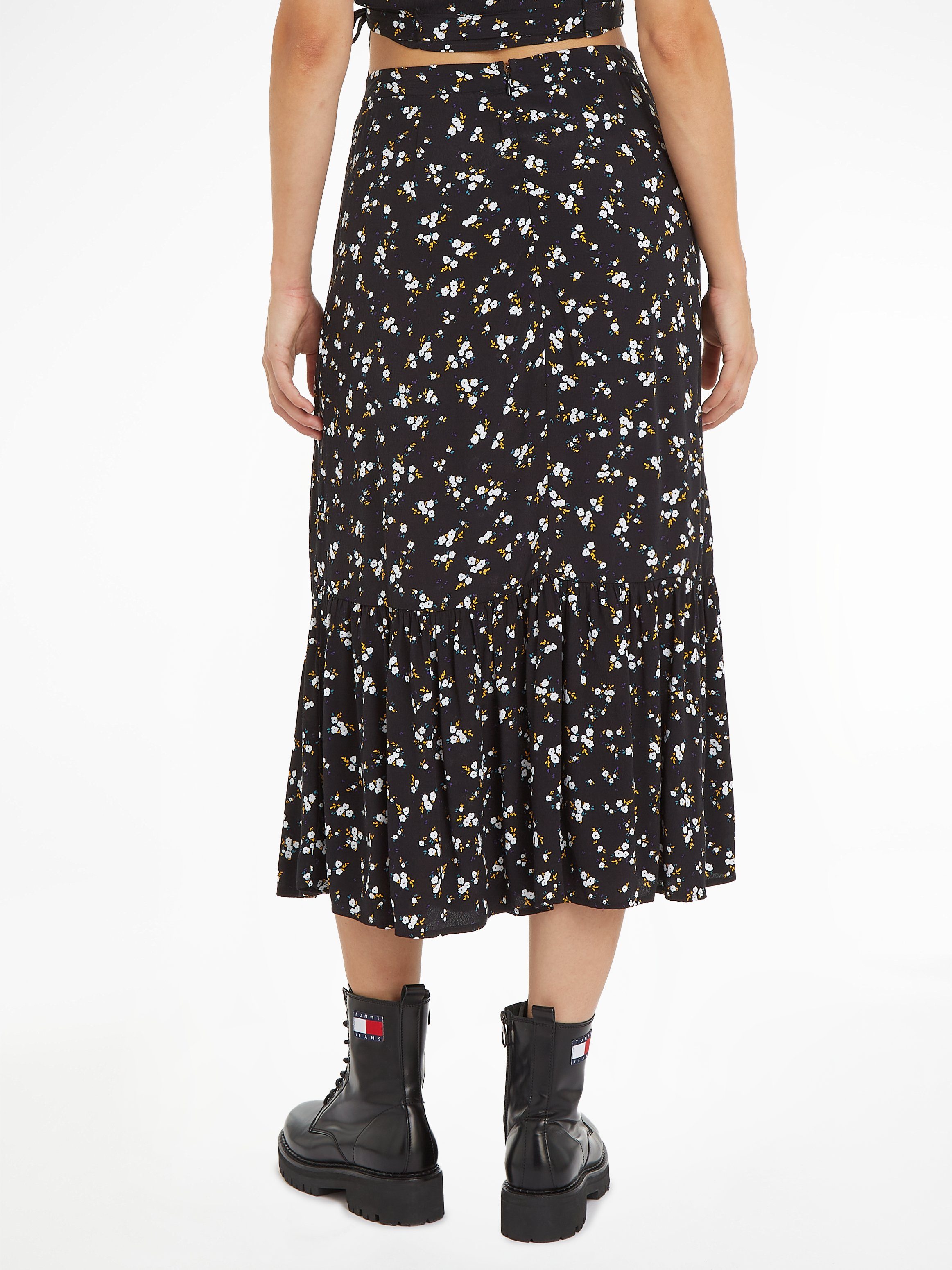 Tommy Jeans Curve Rok in a-lijn TJW FLORAL RUFFLE MIDI SKIRT EXT