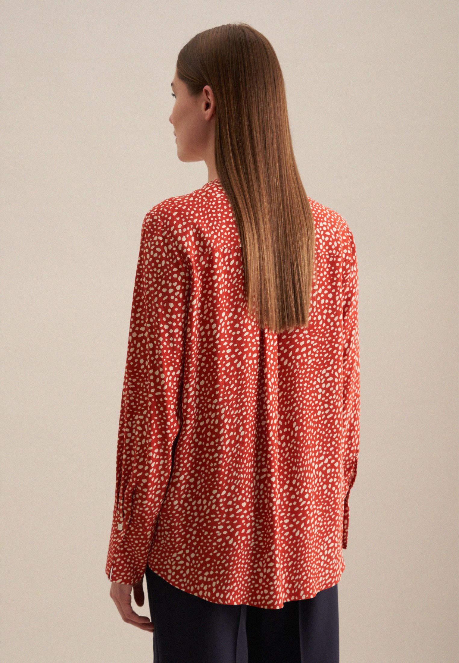 seidensticker Klassieke blouse Zwarte roos Tuniek print