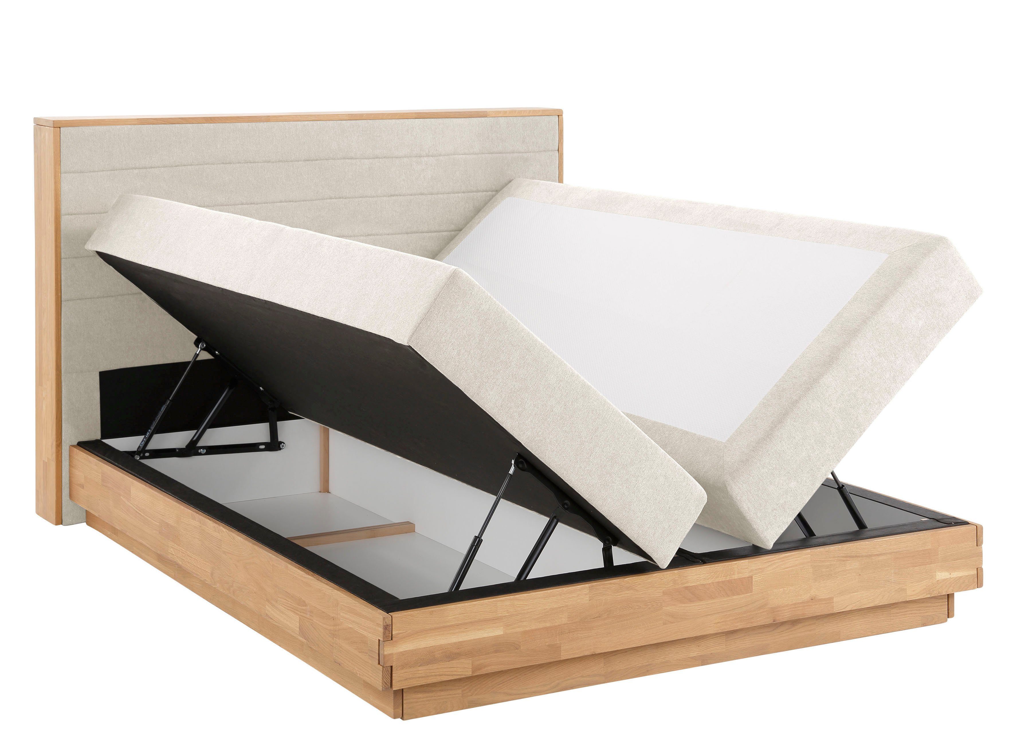 Home affaire Boxspring Cavan Eiken, met bedkist & topmatras, verschillende hardheden (ook H4)