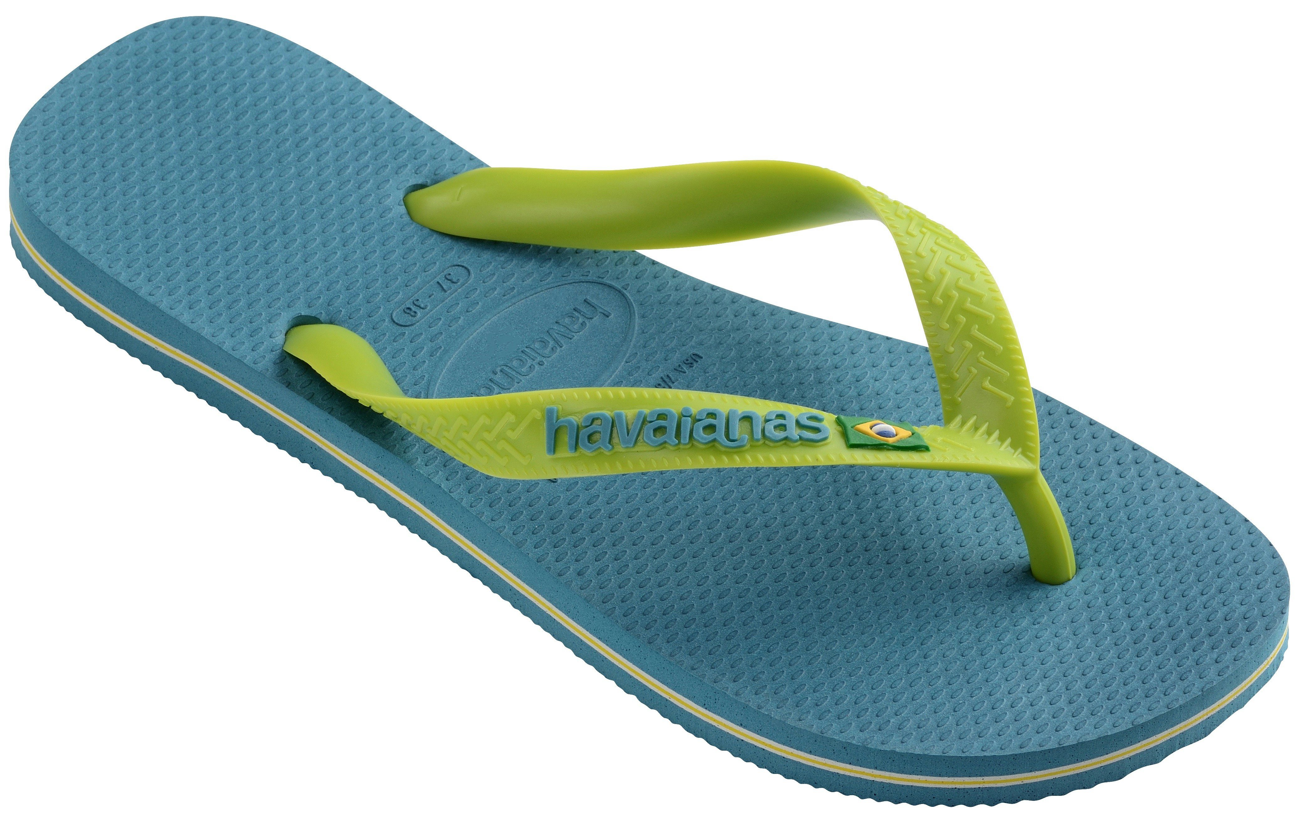 Havaianas Teenslippers Brasil Logo zomerschoen, slippers, poolslides met logo-opschrift dames teenslippers maat 35-36 EU blauw