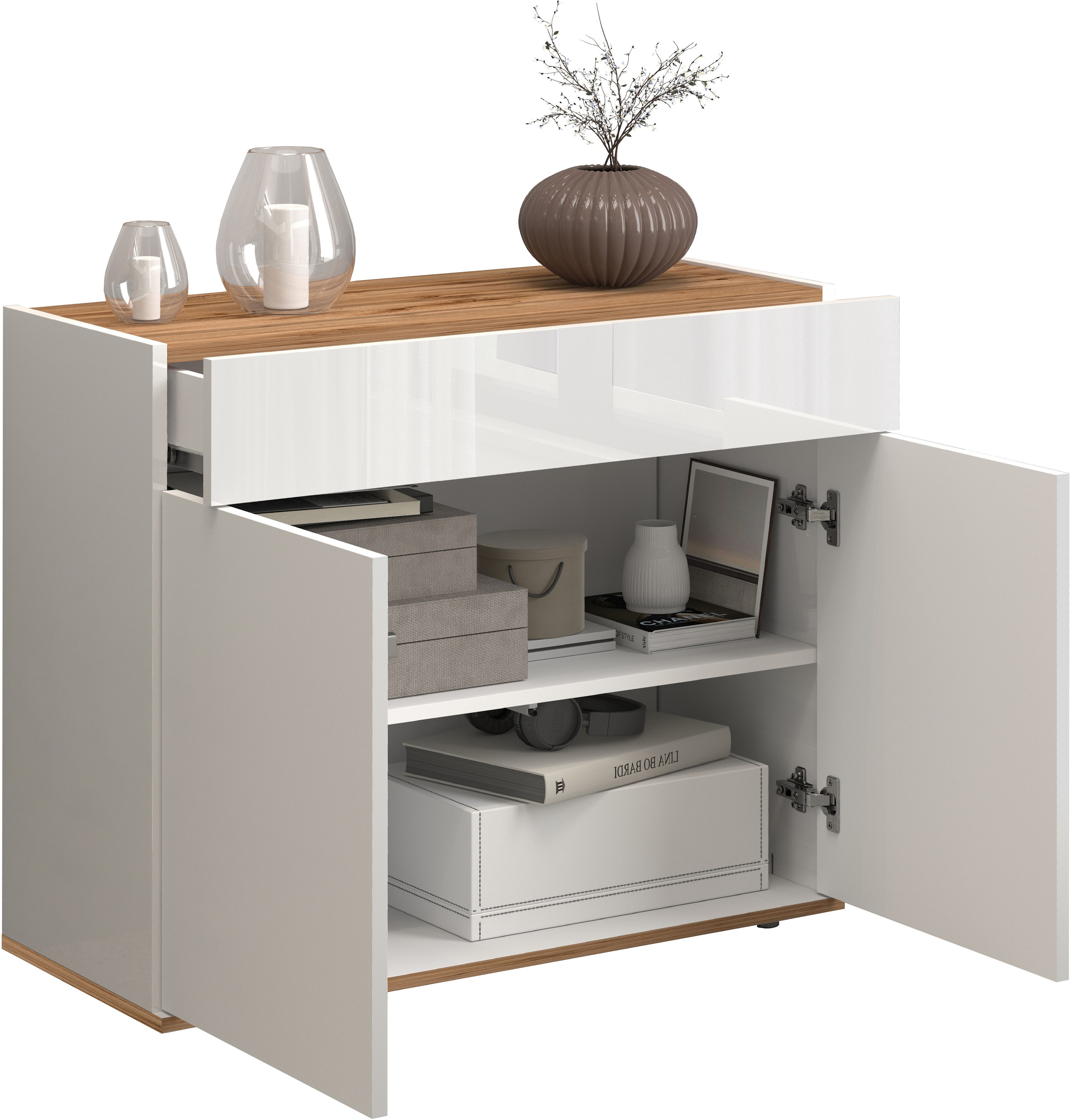 INOSIGN Dressoir Garda, Ladekast, Kast, Buffet 2 deuren, 1 lade, greeploos breedte 80,9 cm