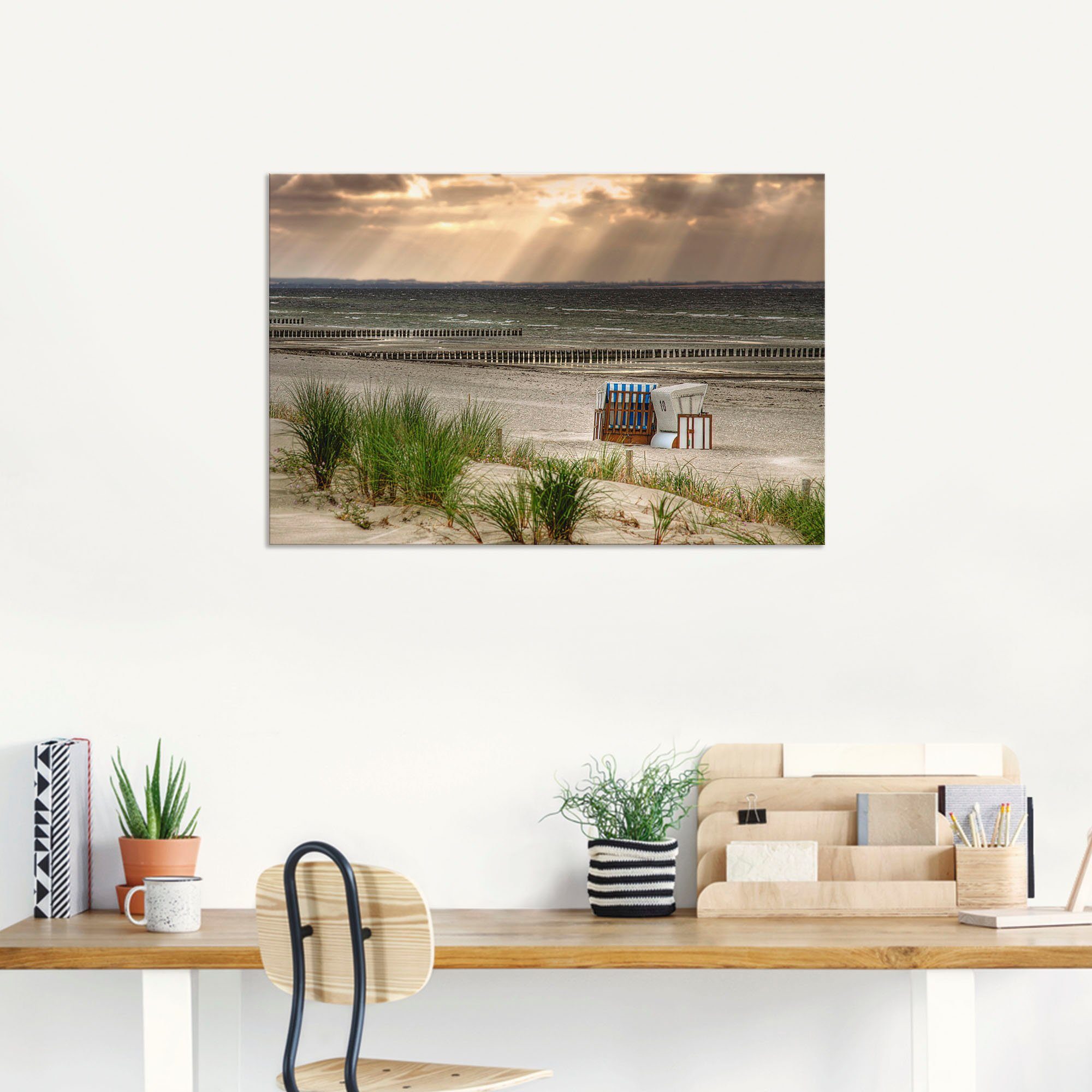 Artland Artprint Zwarte struik strand op eiland Poel als artprint van aluminium, artprint op linnen, muursticker, verschillende maten