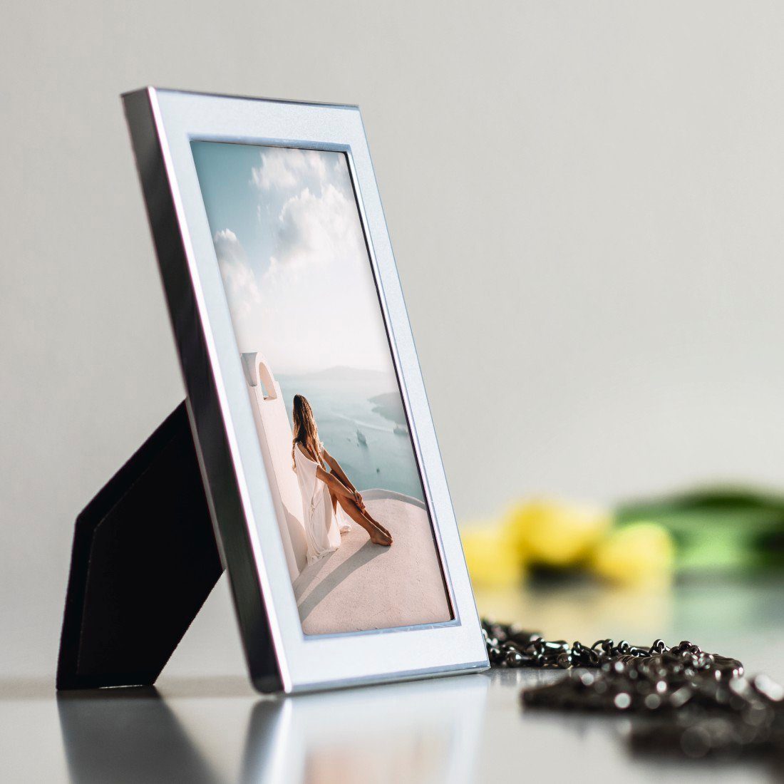 Hama Fotolijst 10 x 15 cm voor 1 foto, om op te hangen en te plaatsen, zilverkleur