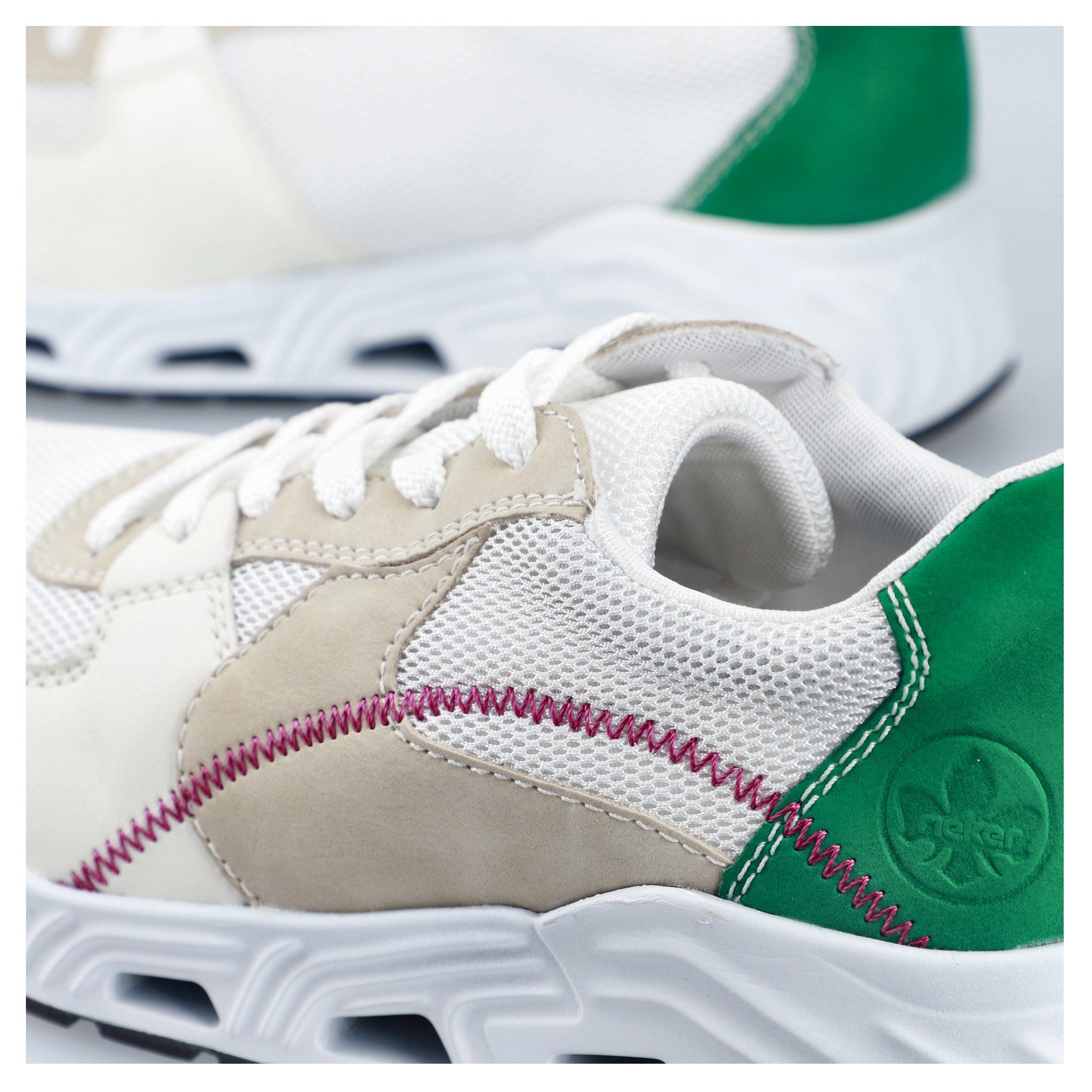 Rieker Sneakers met sleehak met contrasterende decoratieve naad, vrijetijdsschoen, lage schoen, veterschoen