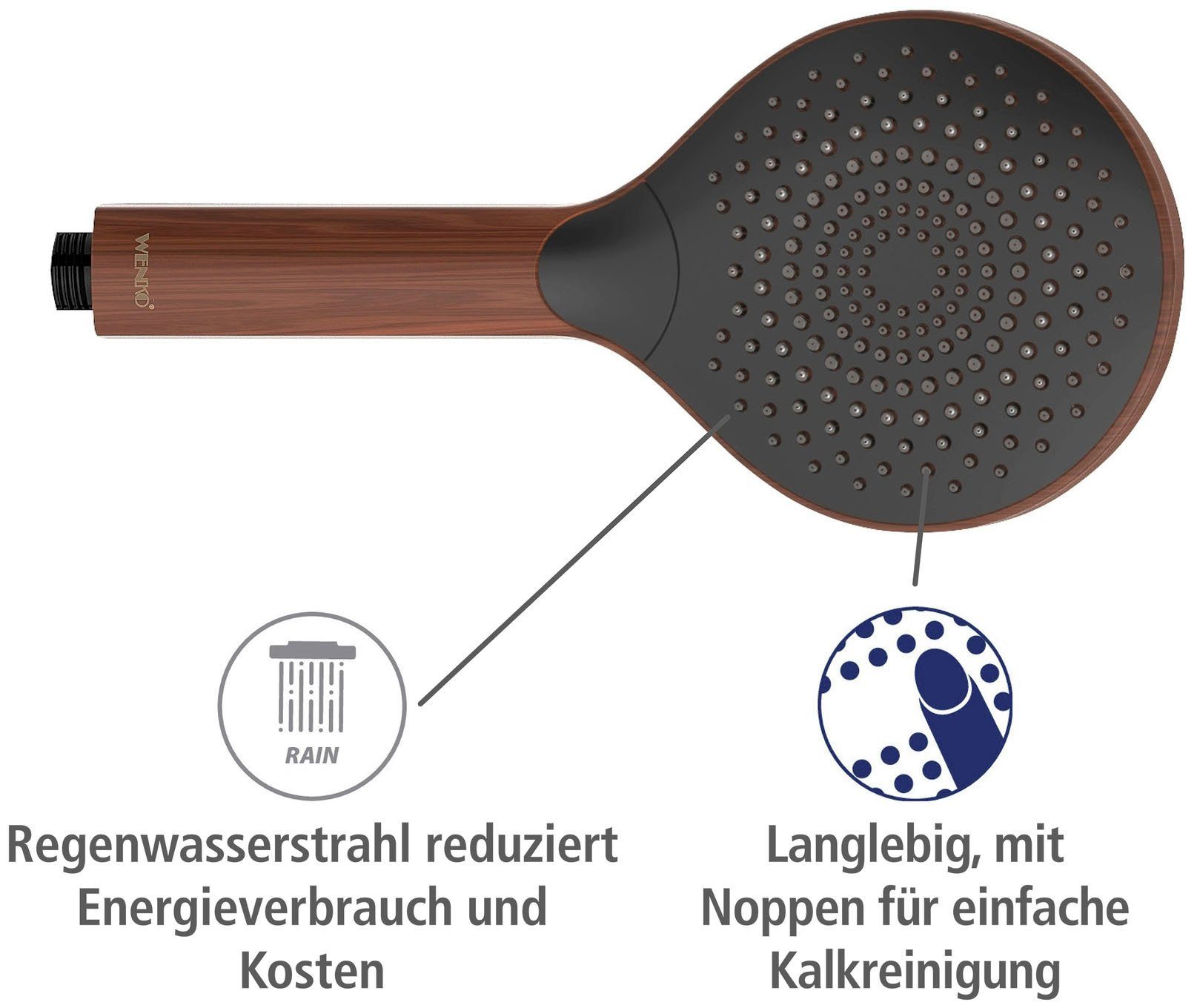 WENKO Handsproeier Watersaving Hout, Ø 12 cm (1-delig)