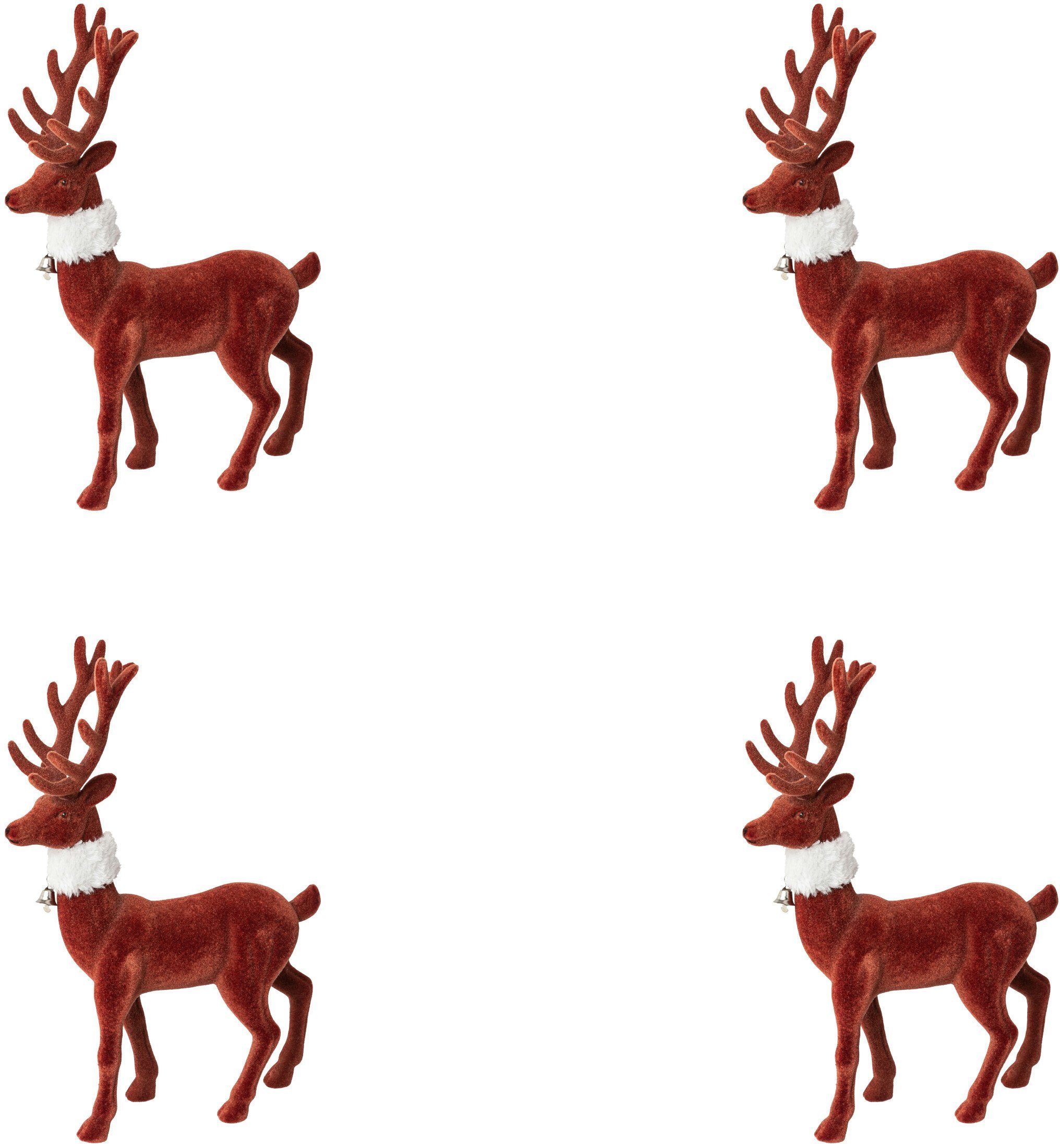 Creativ deco Kerstfiguur Edelhert, kerstversiering rood (4 stuks)