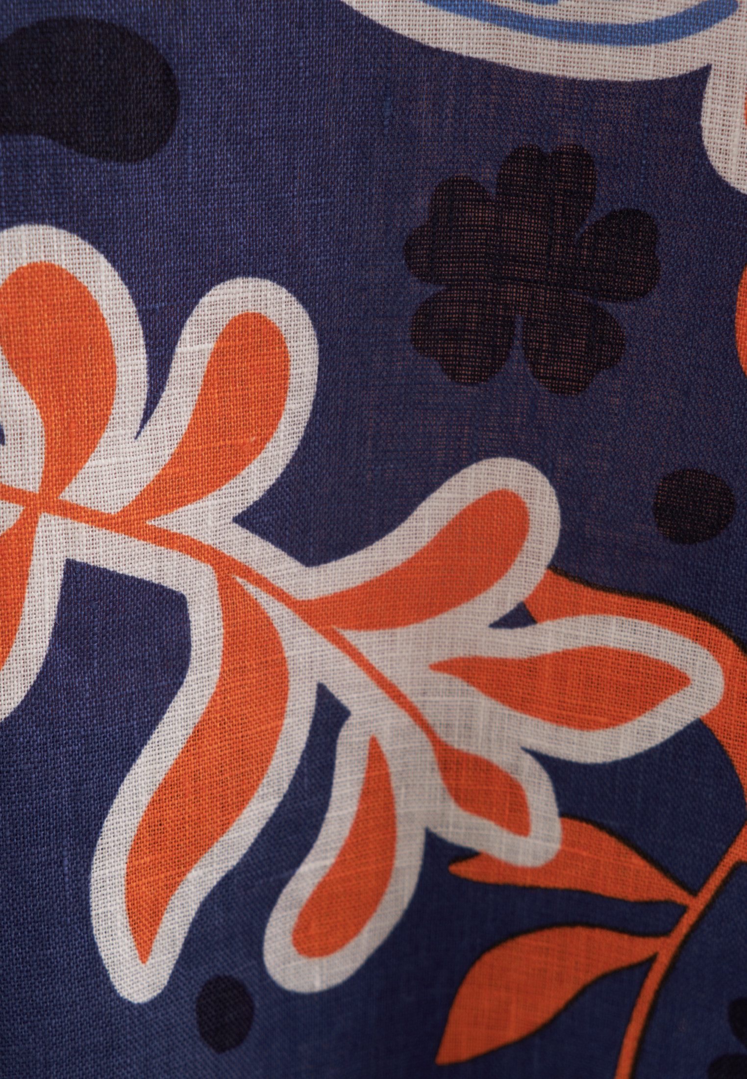 seidensticker Shirtblouse Zwarte roos Korte mouwen ronde hals print