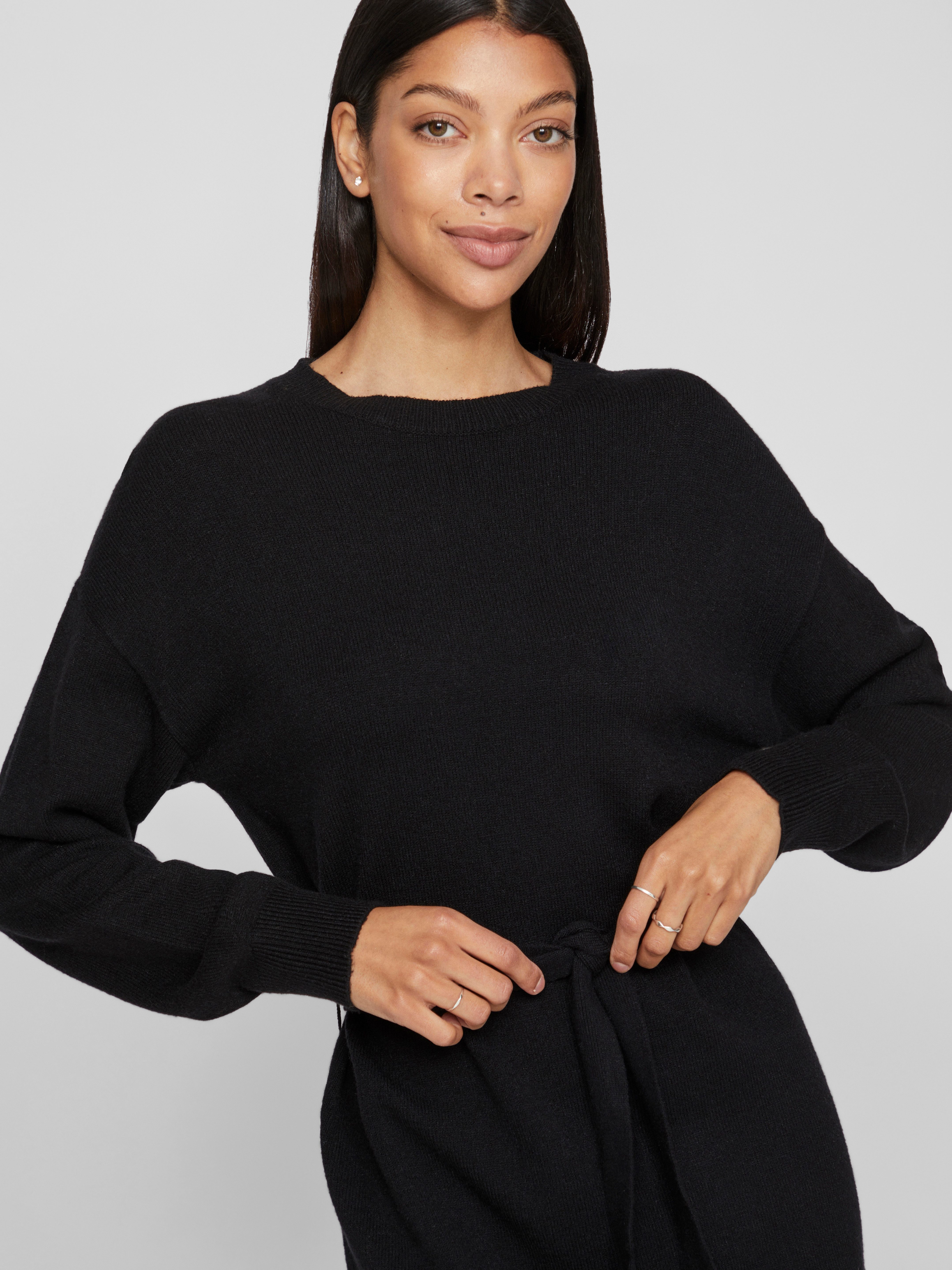 Vila Gebreide jurk VIRIL O-NECK L S BELT KNIT DRESS NOOS