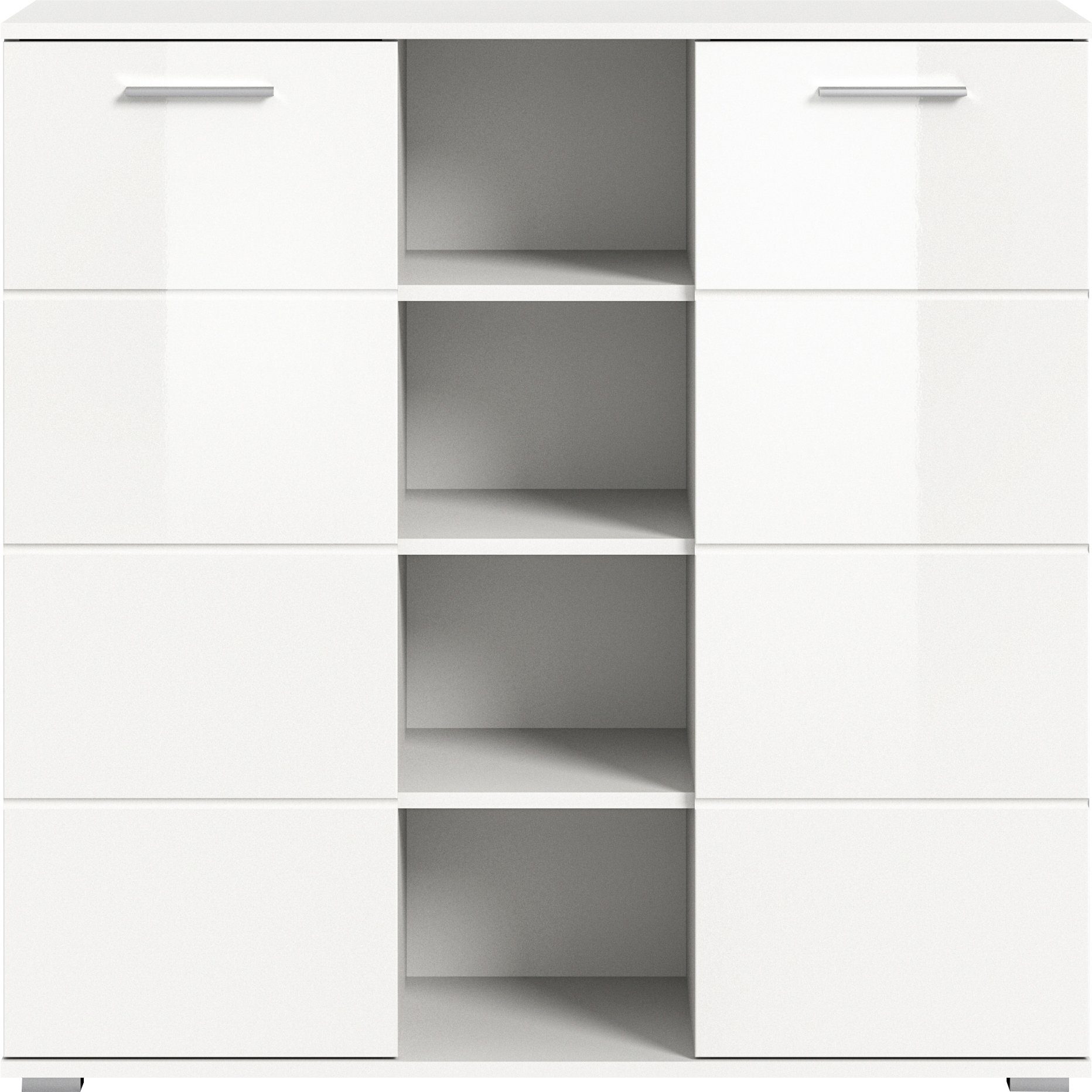 INOSIGN Highboard Valge, Hoogte 108 cm, 2 Deuren, 4 in hoogte verstelbare Planken, 4 Open Vakken