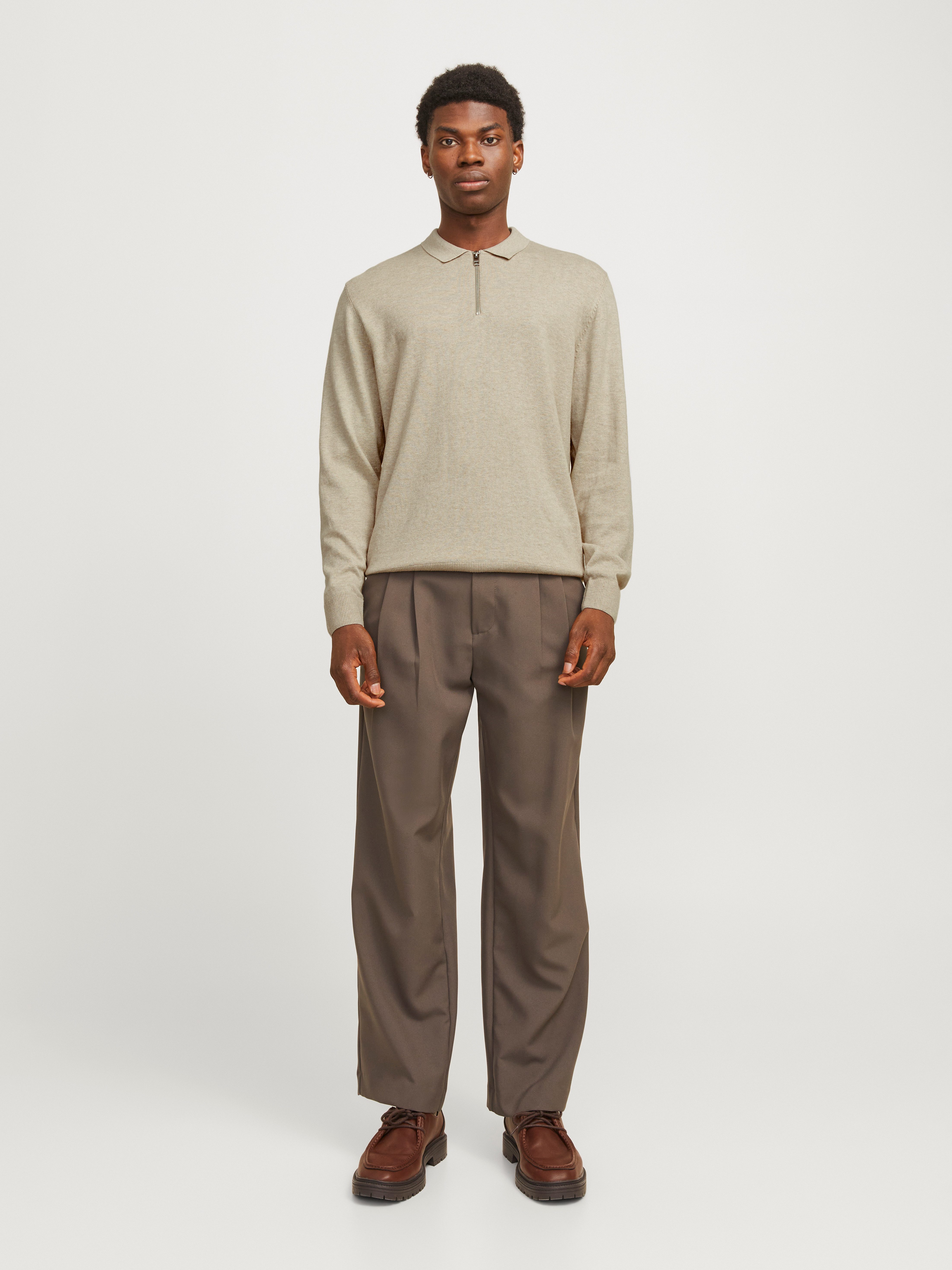 Jack & Jones Trui met polokraag JJEEMIL KNIT POLO HALF ZIP LS NOOS