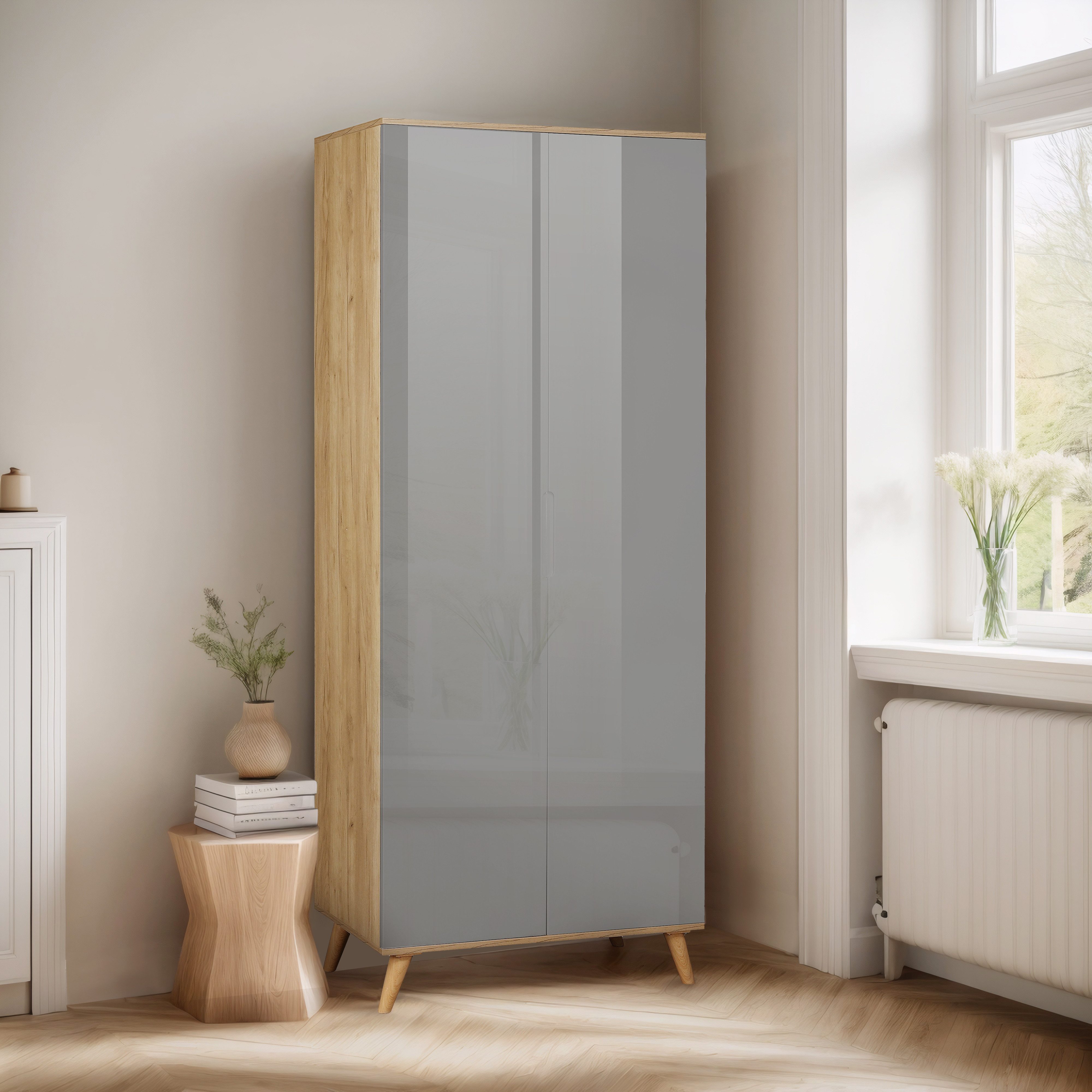 andas Kledingkast Lund slaapkamerkast bestseller in Scandinavisch design Kledingkast met premium binneninrichting, breedte 80 cm hoogglans