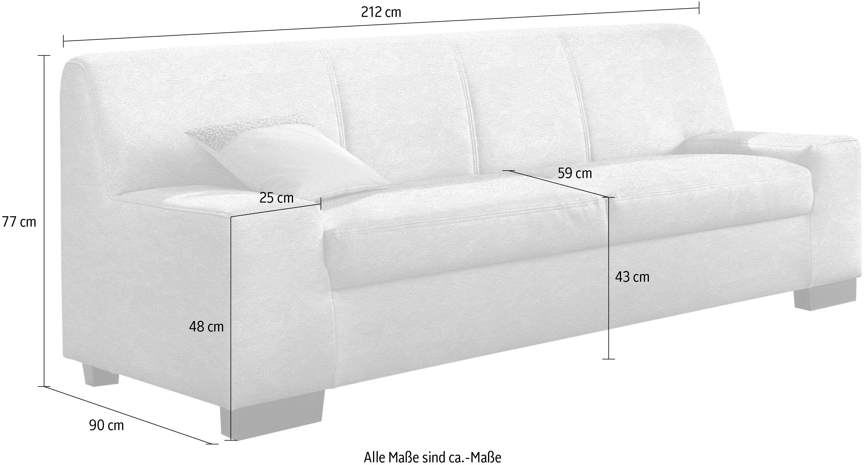 DOMO collection 3-zitsbank Norma Top, elegant en modern, platte armleuningen, comfortabel