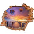 conni oberkircher´s wandfolie balloons - heteluchtballon aan de avondhemel zelfklevend, brug, ontspanning, zonsondergang multicolor