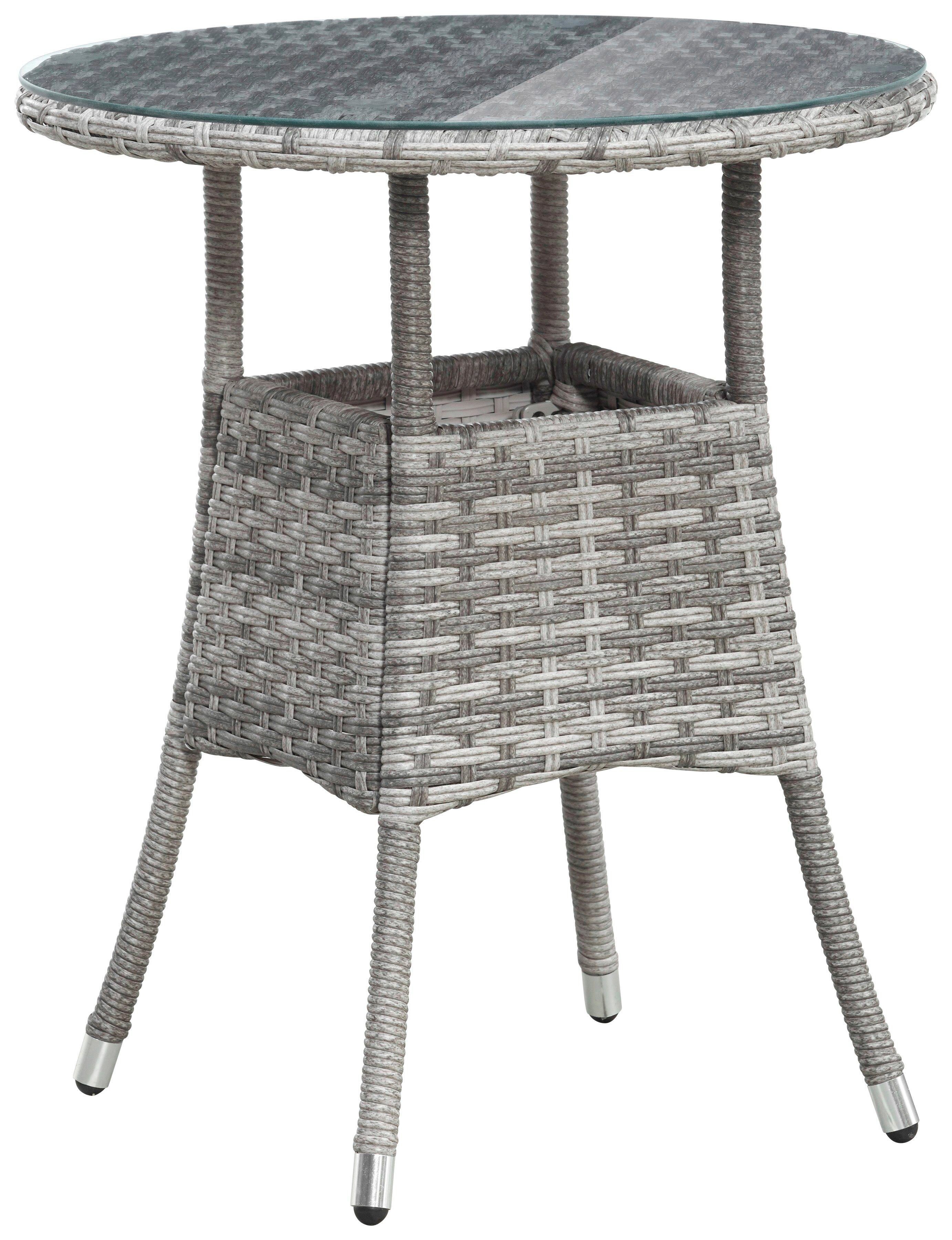 KONIFERA Tuin-eethoek Balkonset "Belluno" Polyrattan, stoelen zijn traploos verstelbaar, grijs, staal (set, 5-delig)