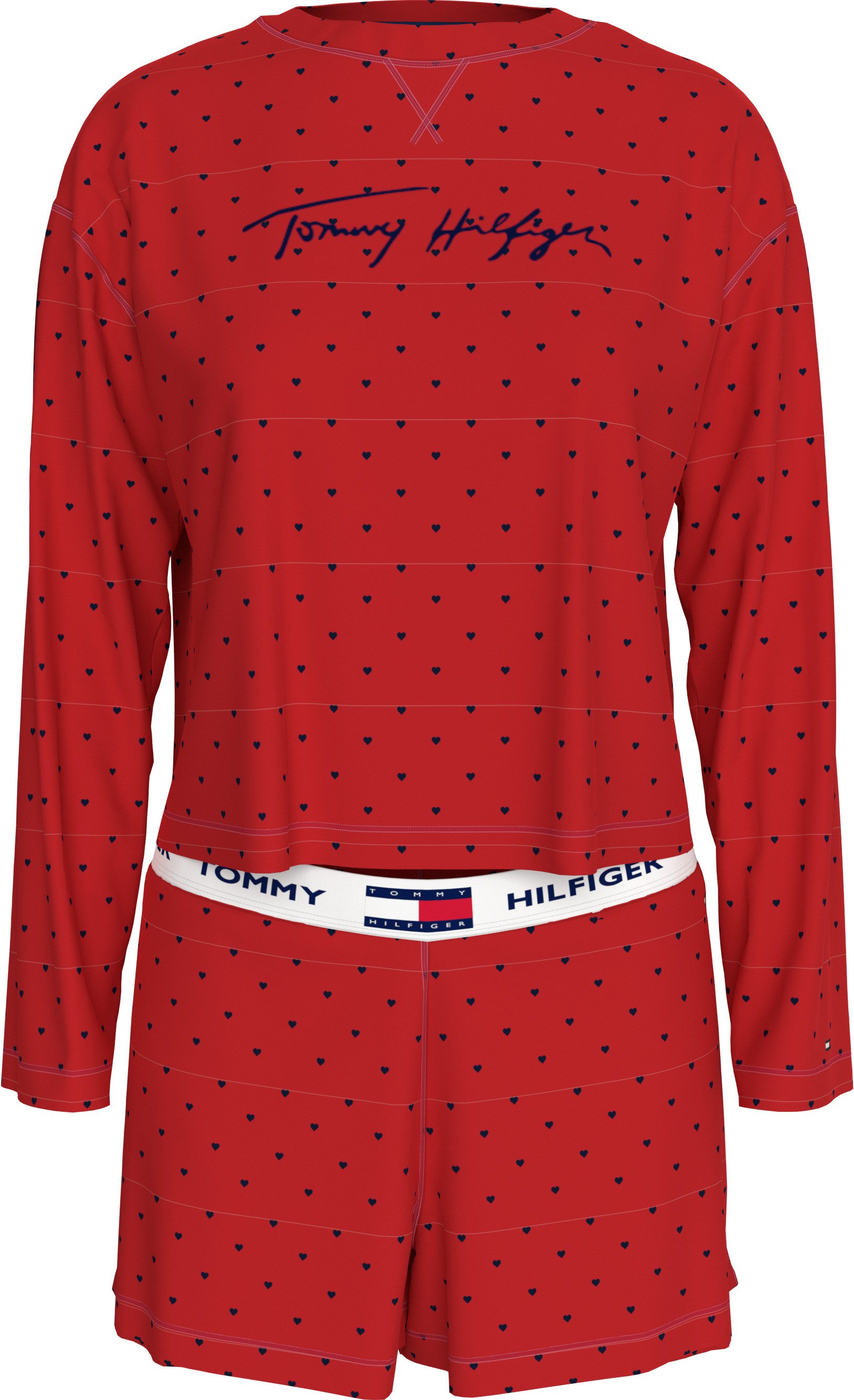 Tommy Hilfiger Underwear Pyjama LS SHORT PRT PJ SET met hartjes allover-patroon (set 2-delig 2-delig)