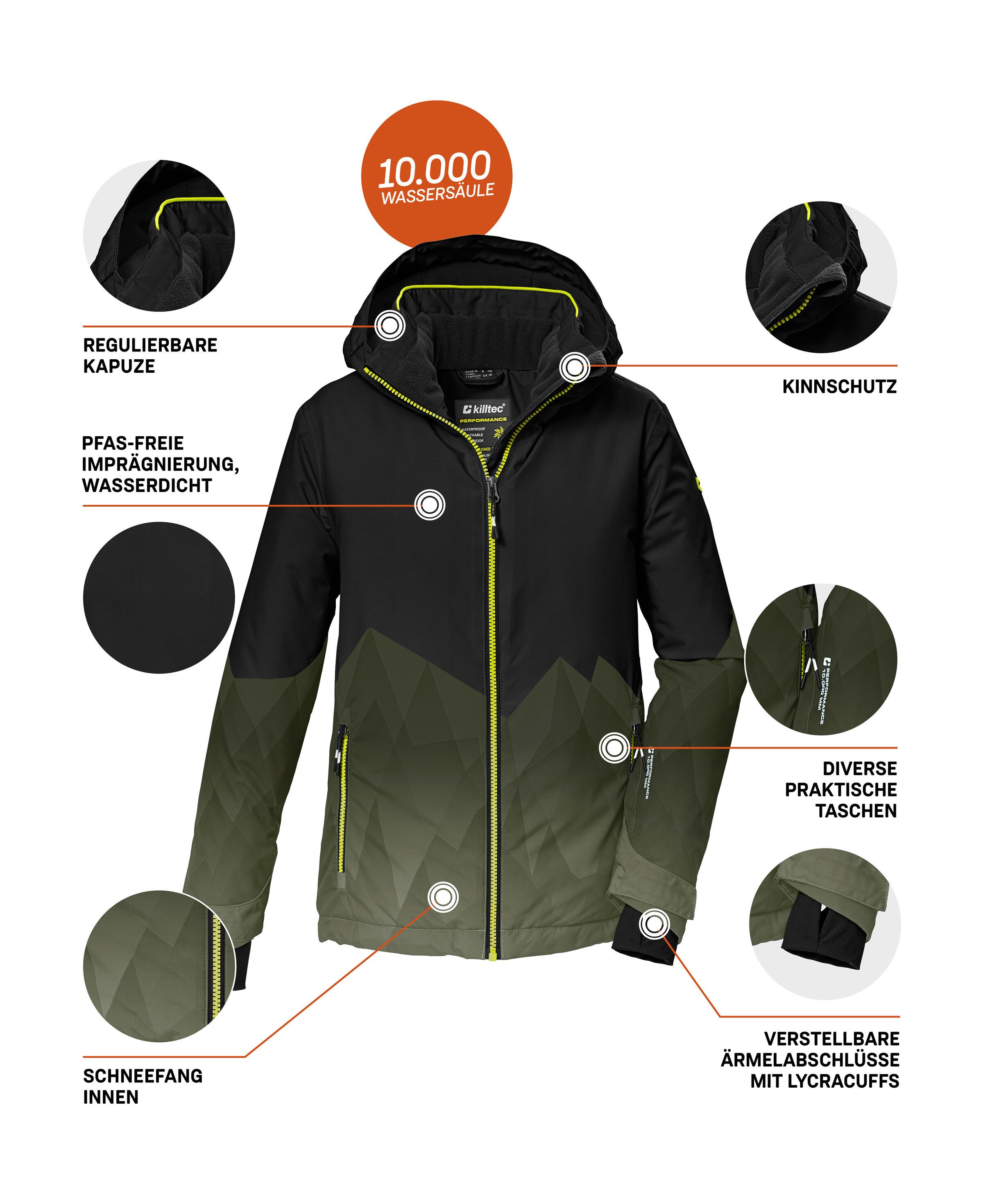 Killtec Ski-jack KSW 383 BYS SKI JCKT Water- en winddichte ski jas met verstelbare capuchon