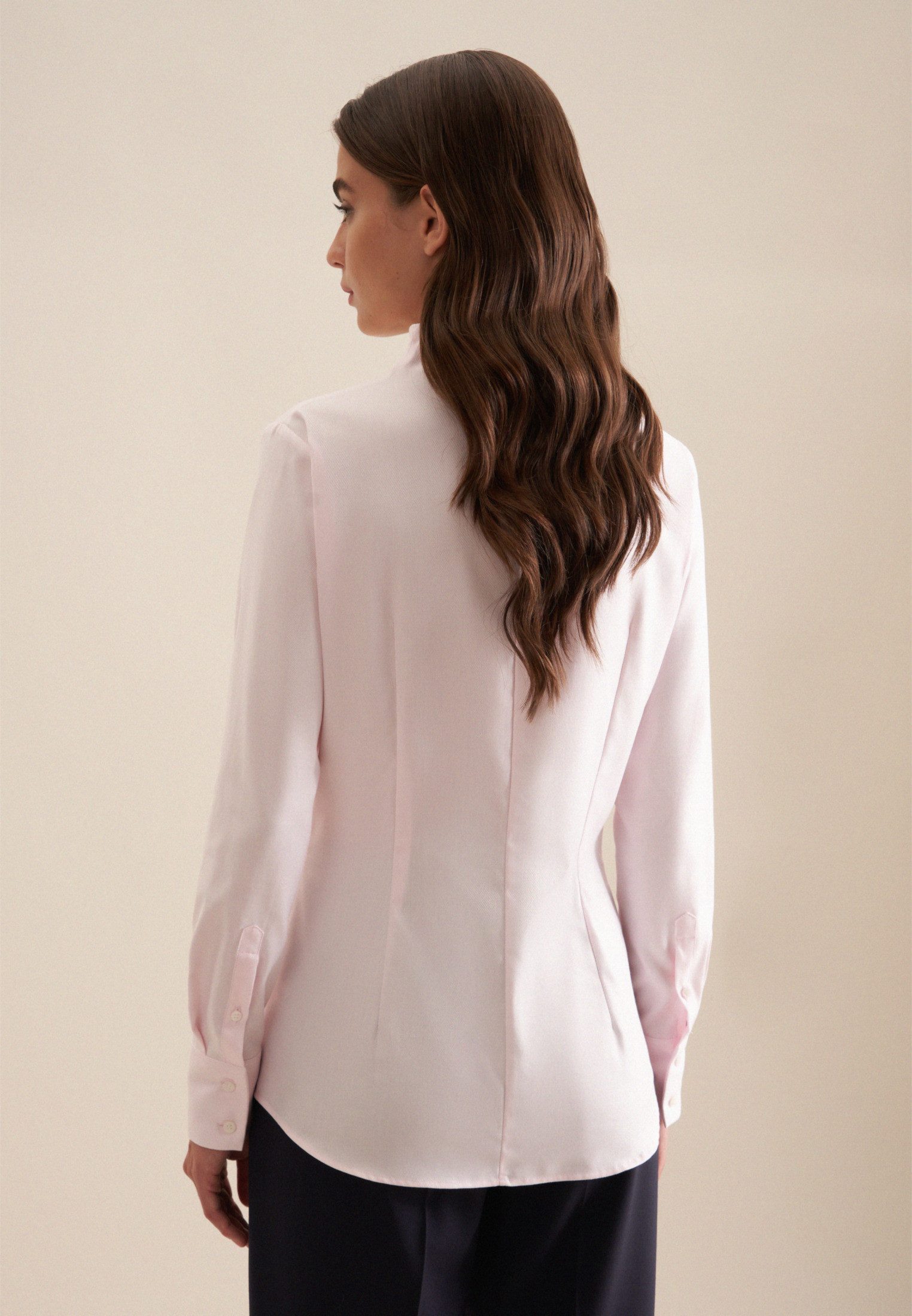 seidensticker Klassieke blouse Zwarte roos Lange mouwen kraag uni