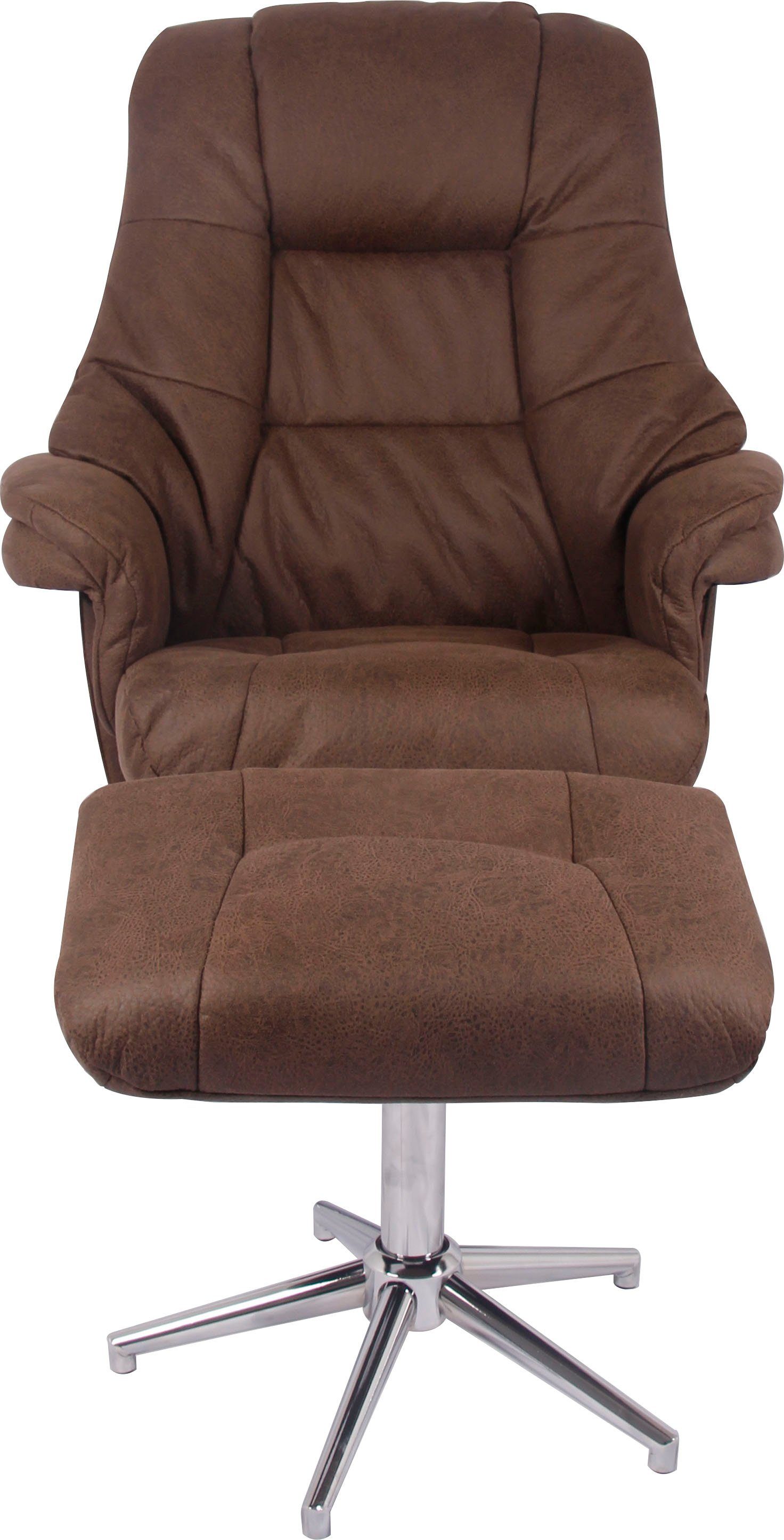 Duo Collection Relaxfauteuil BURNABY met voetenbank en relaxfunctie, 360 graden draaibaar