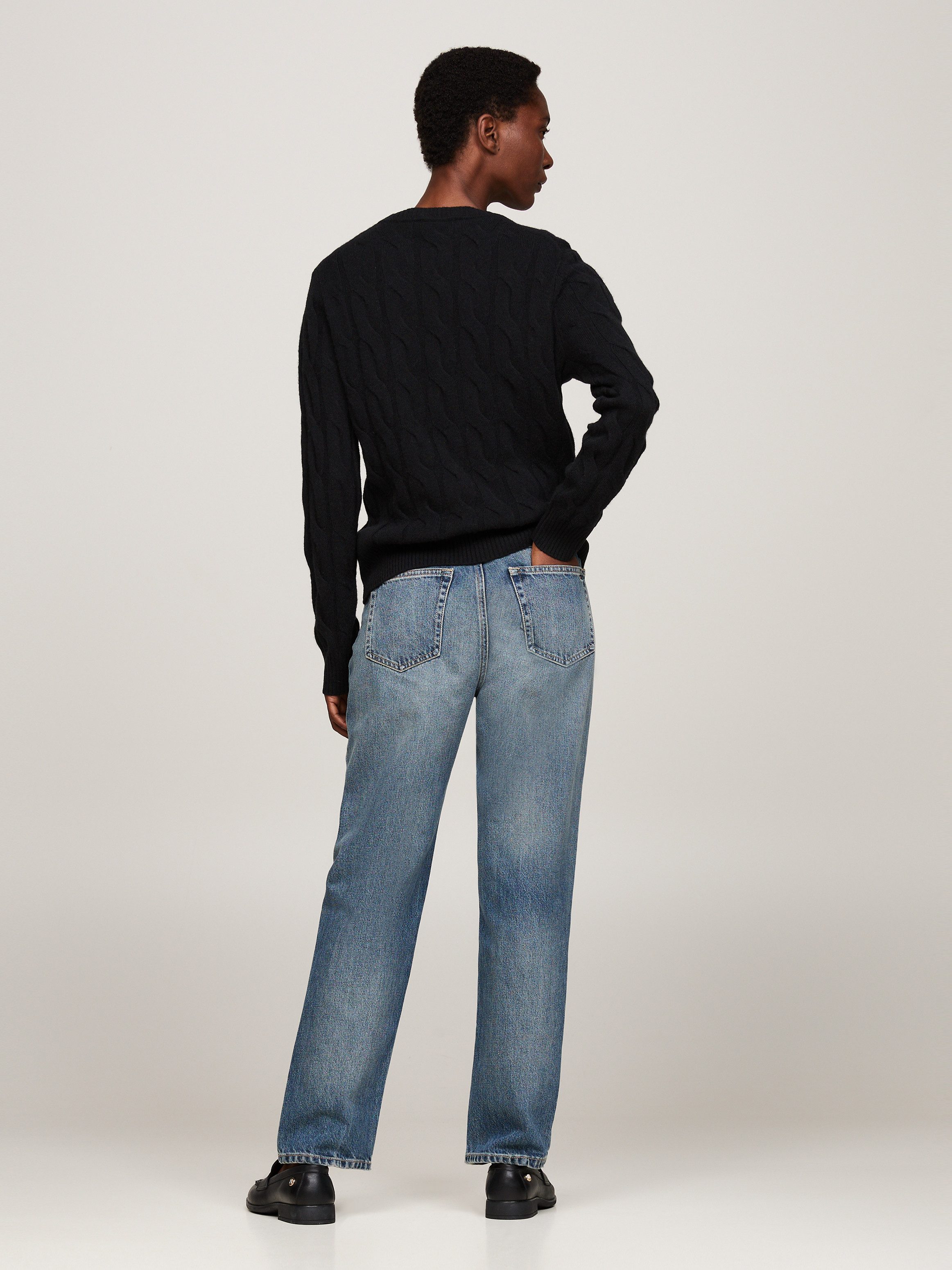 Tommy Hilfiger Gebreide trui SOFT WOOL CABLE C-NK met kabelpatroon van zuivere wol