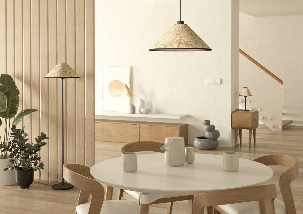 EGLO Hanglamp OXPARK Hanglamp, eetkamerlamp, textiel, bamboe bladeren, hanglamp (1 stuk)