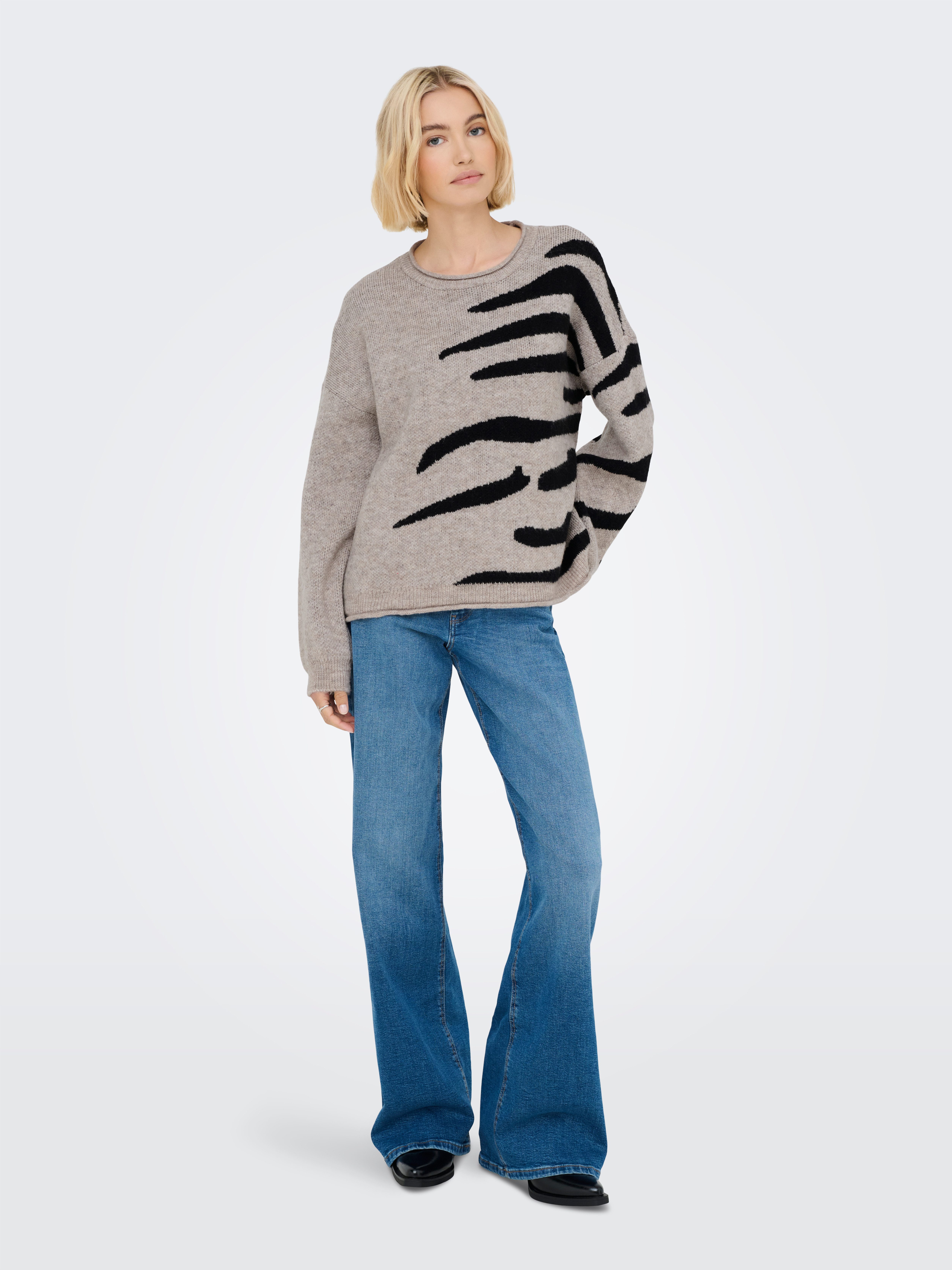 Only Trui met ronde hals ONLJADE PATTERN LS O-NECK EX KNT