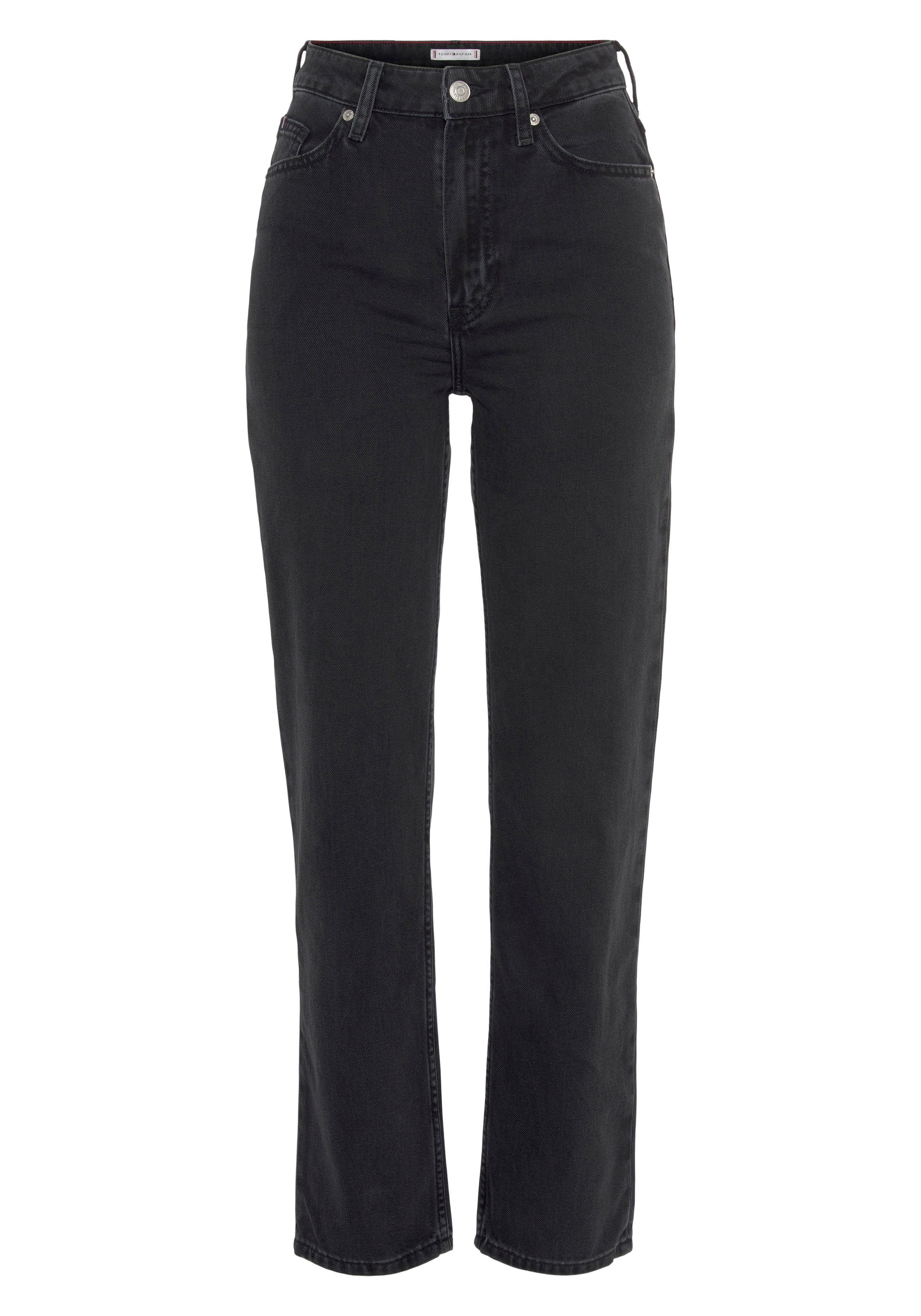 Tommy Hilfiger Straight jeans CLASSIC STRAIGHT HW met leren tommy hilfiger badge