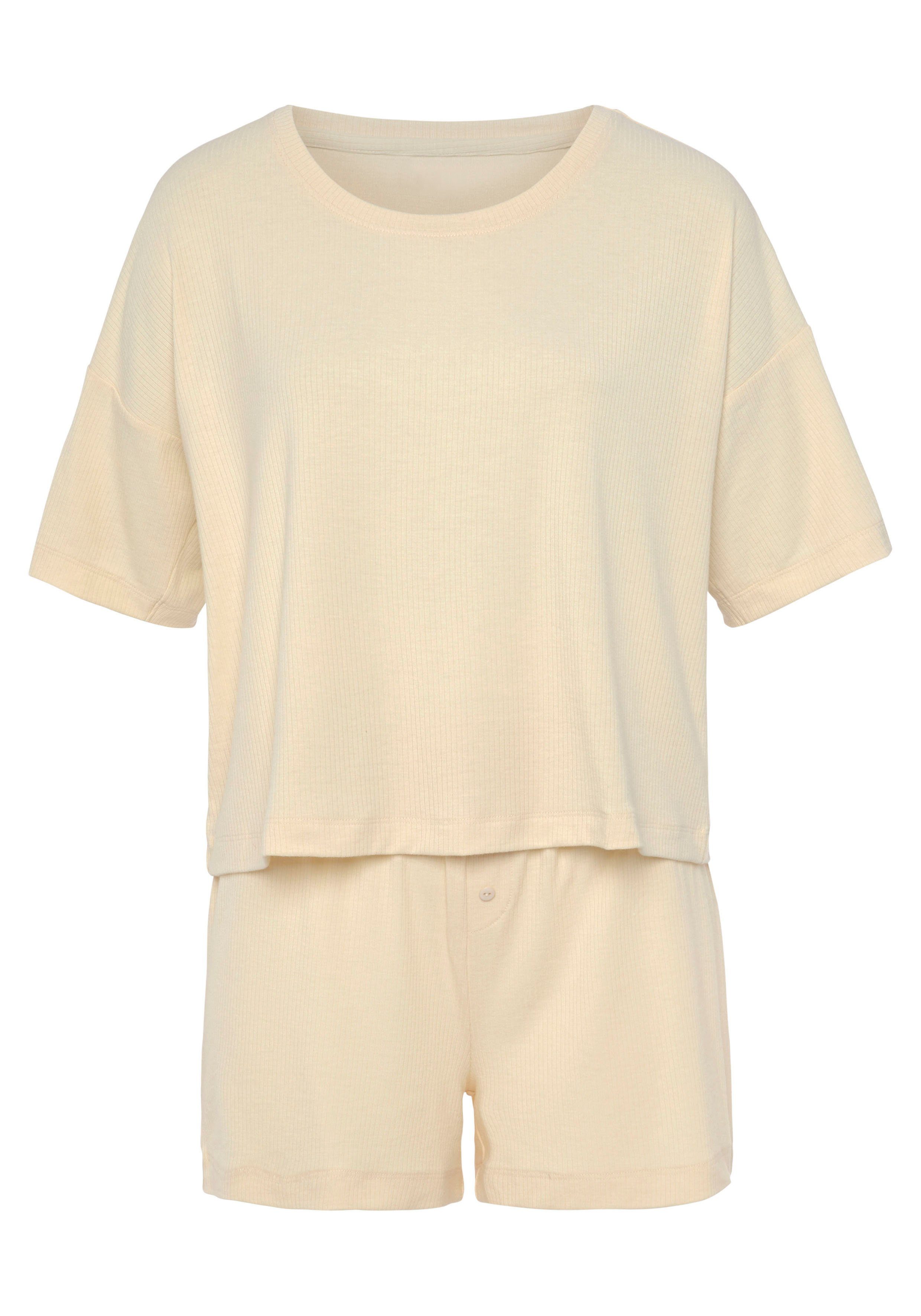 Lascana Shortama uit mooi ribmateriaal (set, 2-delig)
