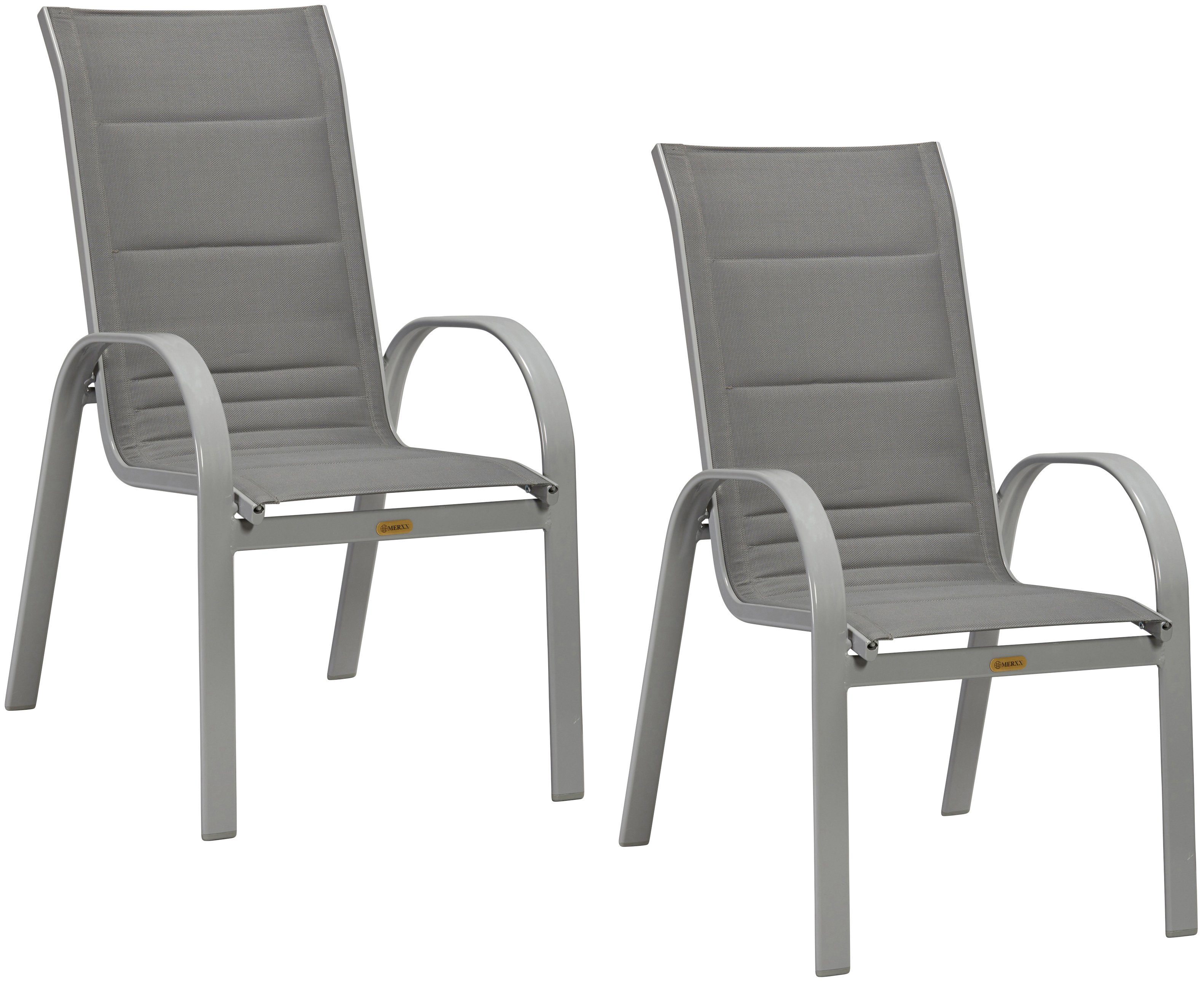 MERXX Stapelstoel Amalfi Deluxe set van 2, aluminium/textiel, stapelbaar (set, 2 stuks)