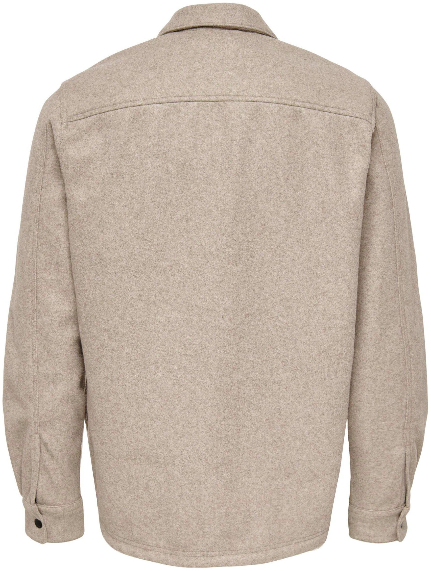 ONLY & SONS Overhemd met lange mouwen ONSASH OVR WOOLEN LOOK PKT LS SHIRT NOOS