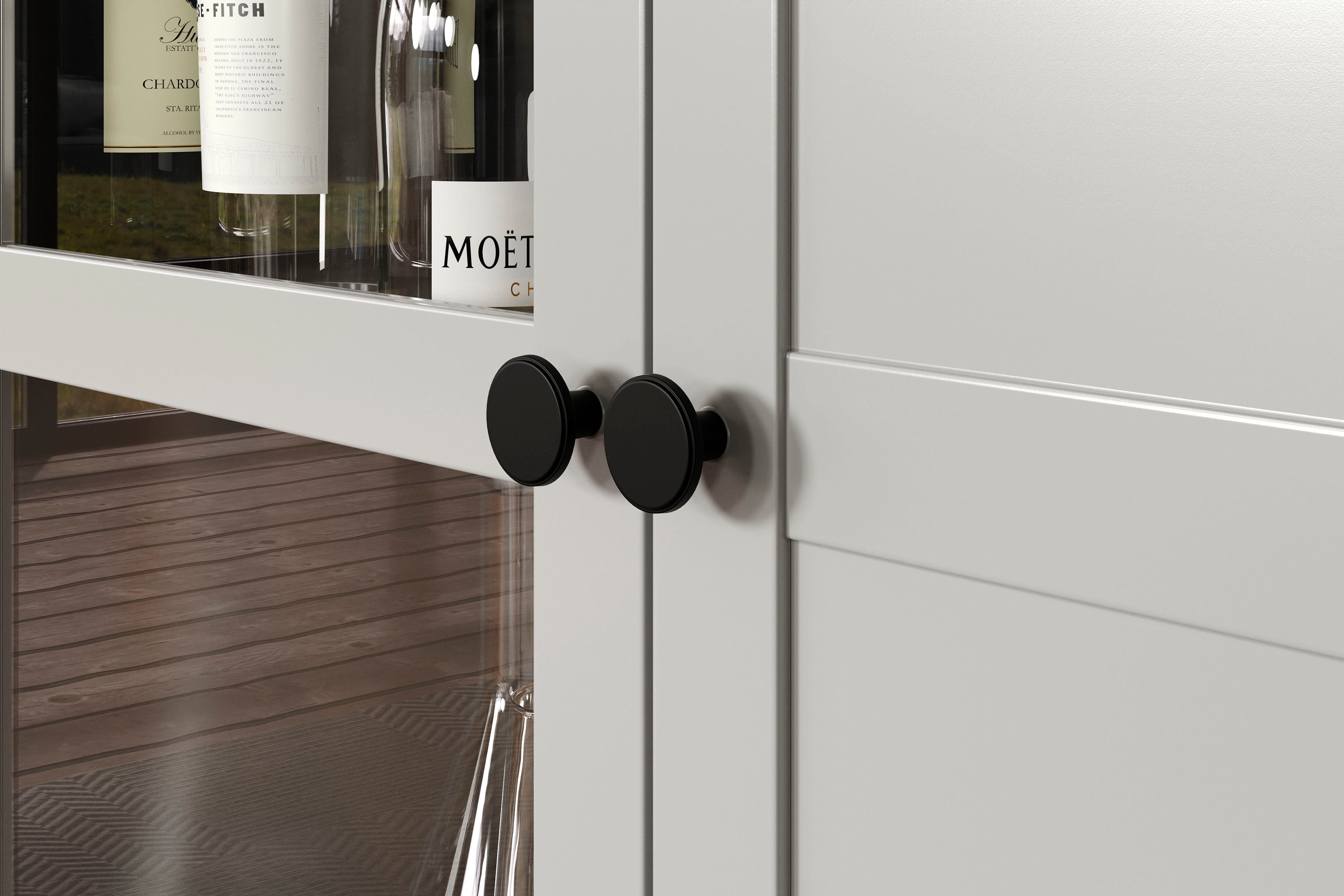 Home affaire Buffet-opzetkast Herzwill Opzetstuk met 2 glazen deuren in landhuisstijl - (B/D/H) 119/36/105 cm (1 stuk)