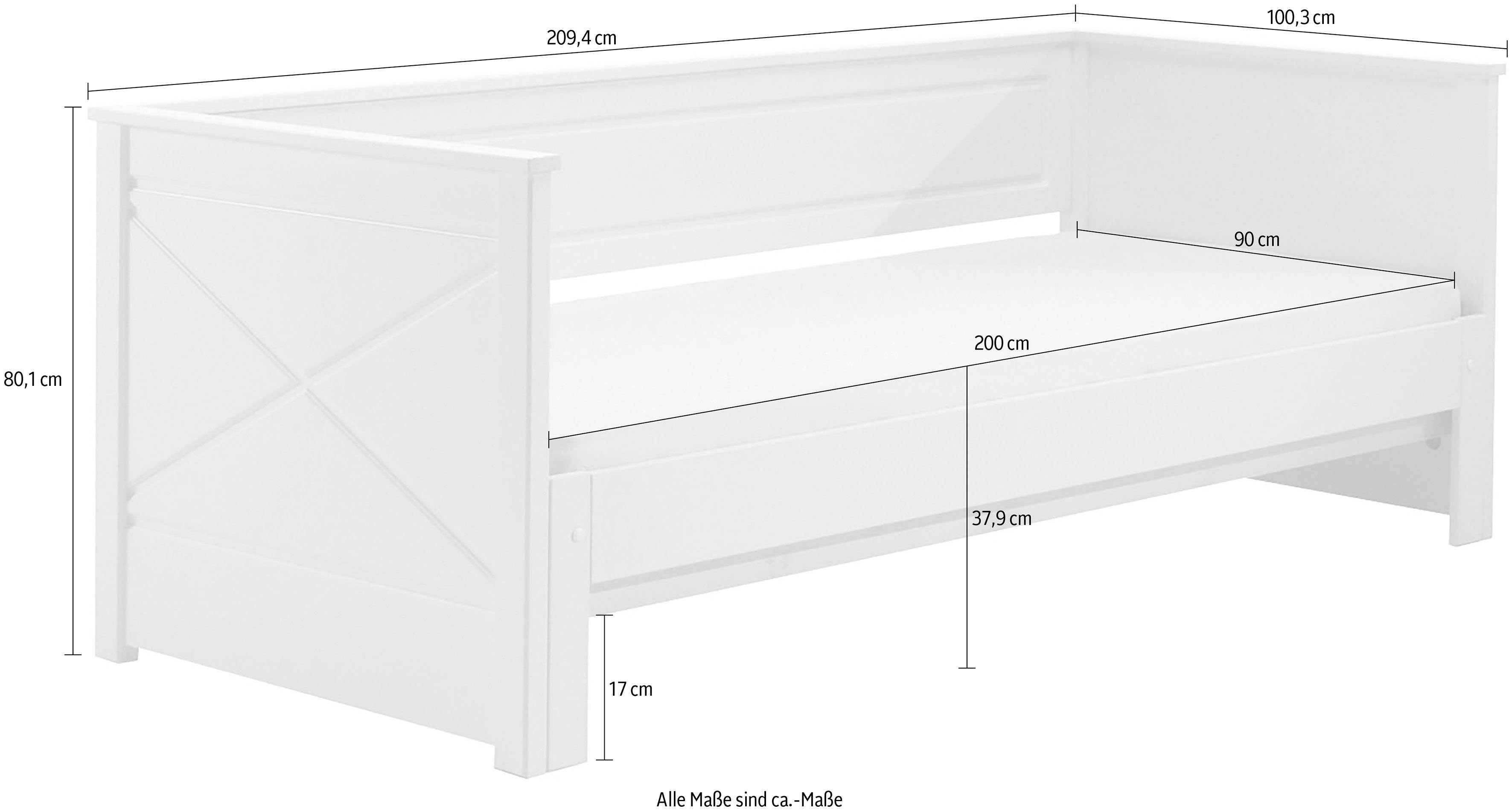 Vipack Bed Vipack Pino Hoogslaper LF 90x200 cm, uittrekbar tot 180x200 cm, uitvoering wit gelakt