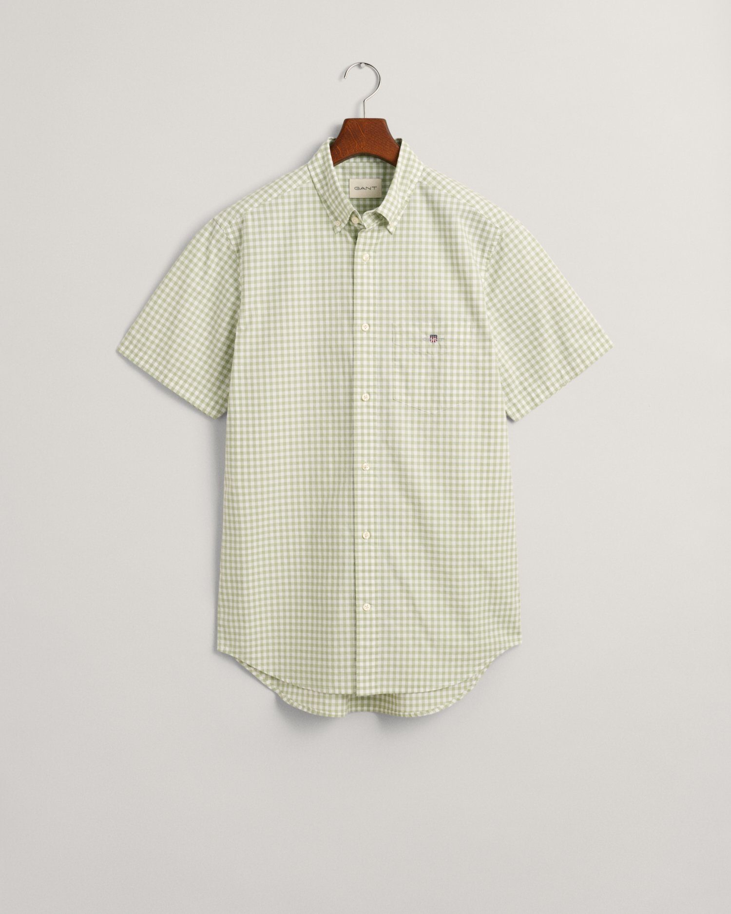 Gant Overhemd met korte mouwen Regular Fit Gingham Poplin Overhemd slijtvast easy care geruit