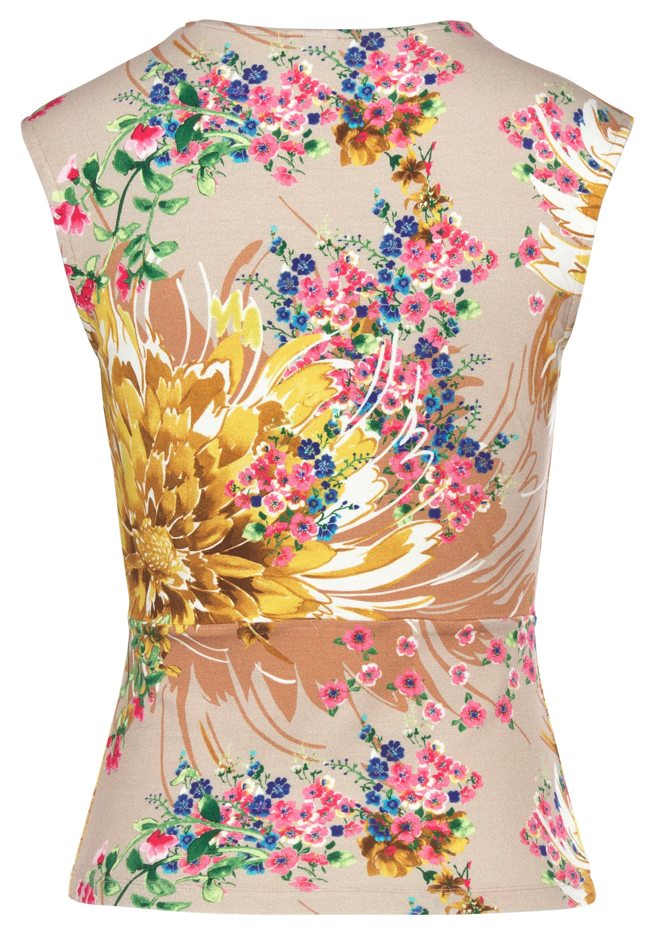Lascana Shirttop met rimpelingen op de schouder, elegant dames-top met v-hals