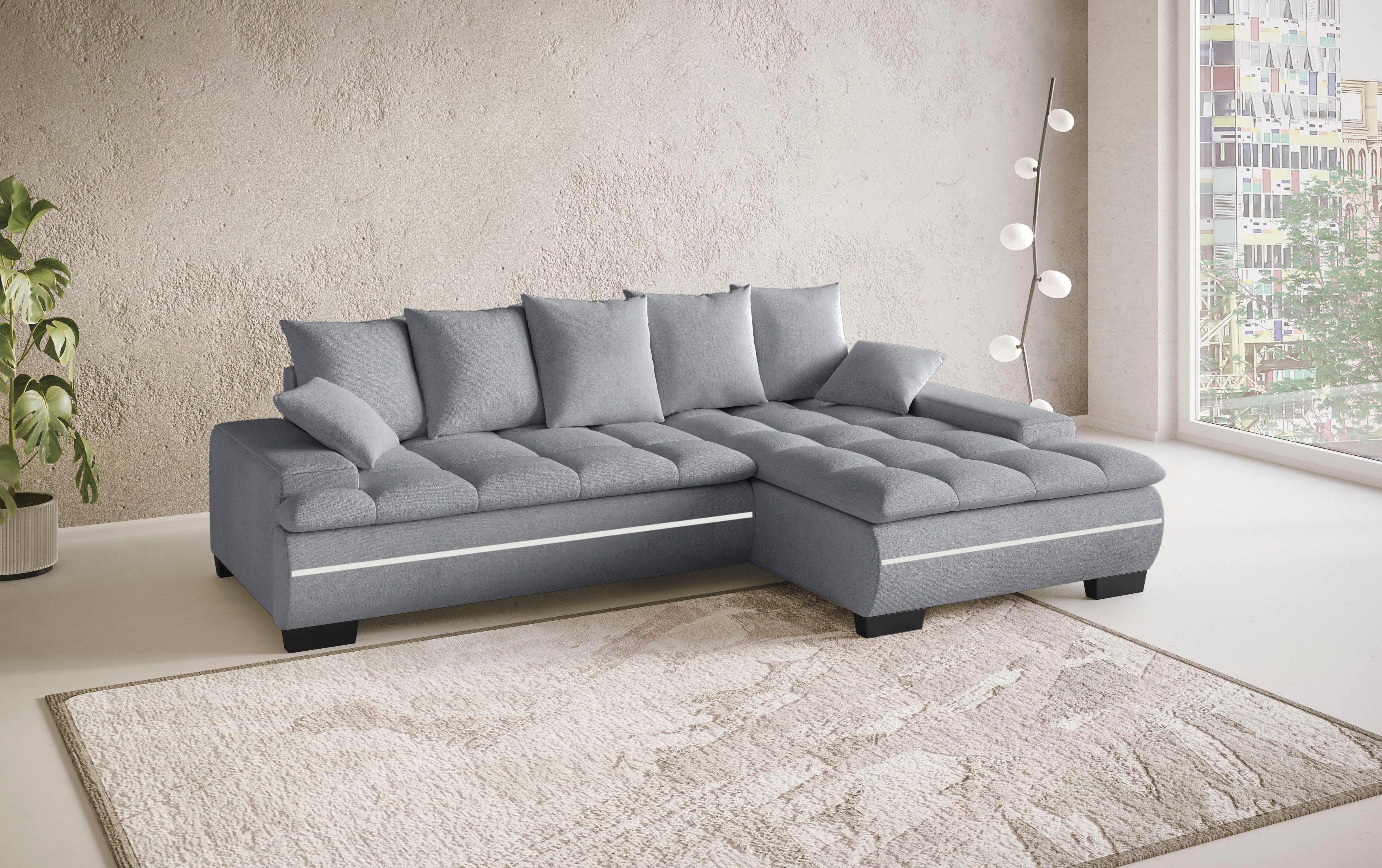 Mr. Couch Hoekbank Haiti II, L-vorm RGB-LED verlichting, koudschuim, optioneel met bed, bedlade