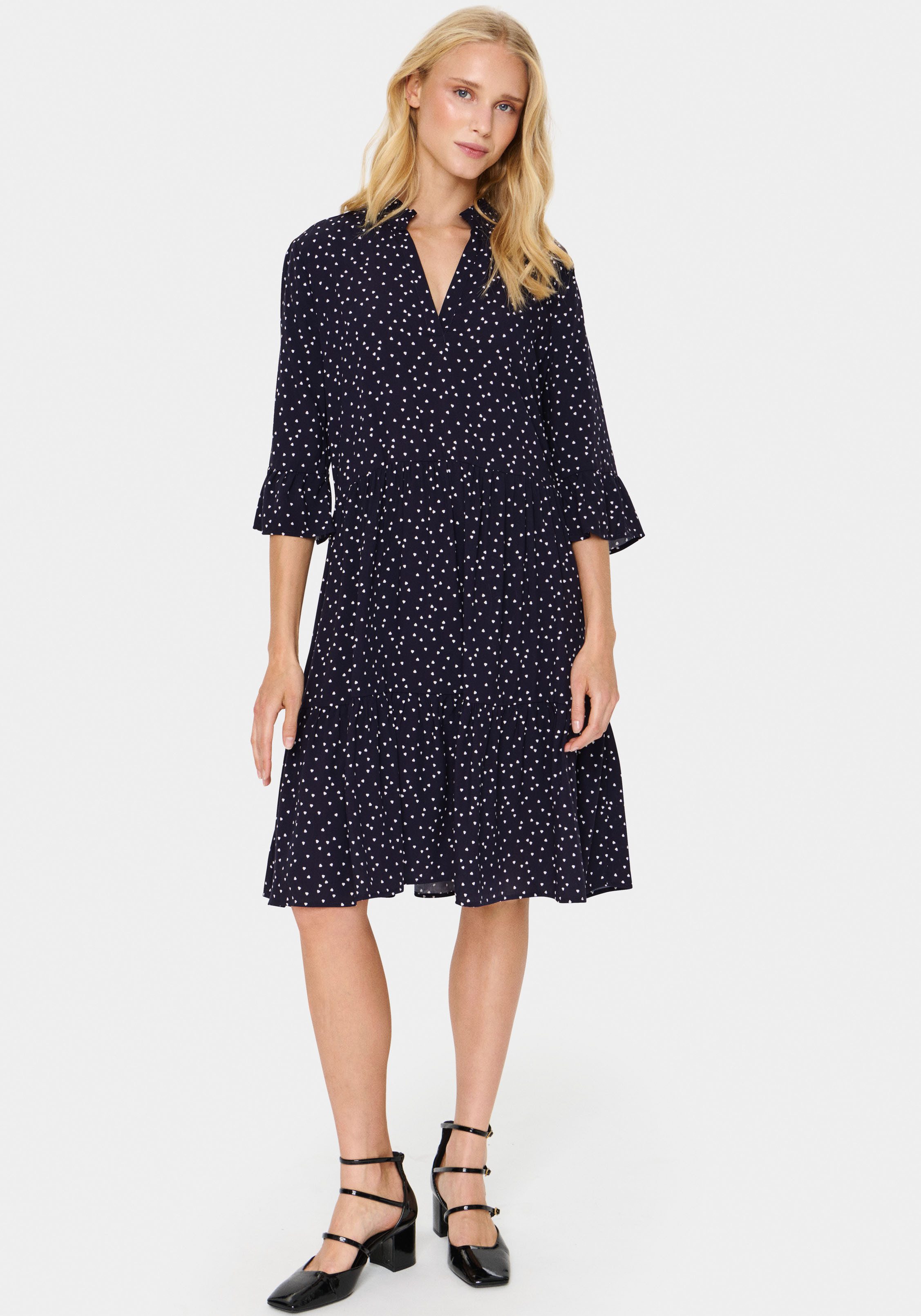 Saint Tropez Blousejurk EdaSZ dress met volants en 3/4 mouwen