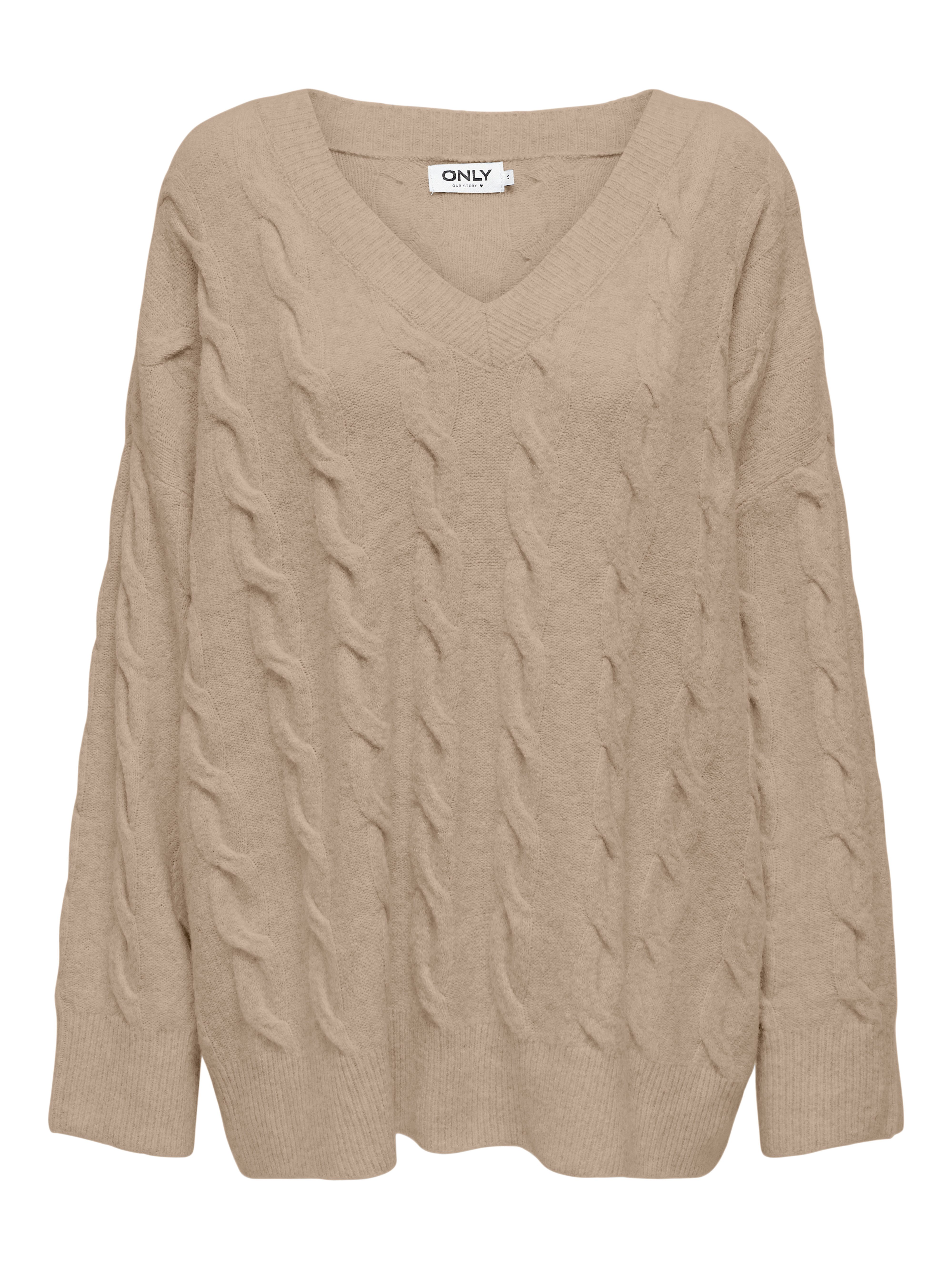 Only Trui met V-hals ONLJEANETT LIFE L/S CABLE V-NECK CC KNT