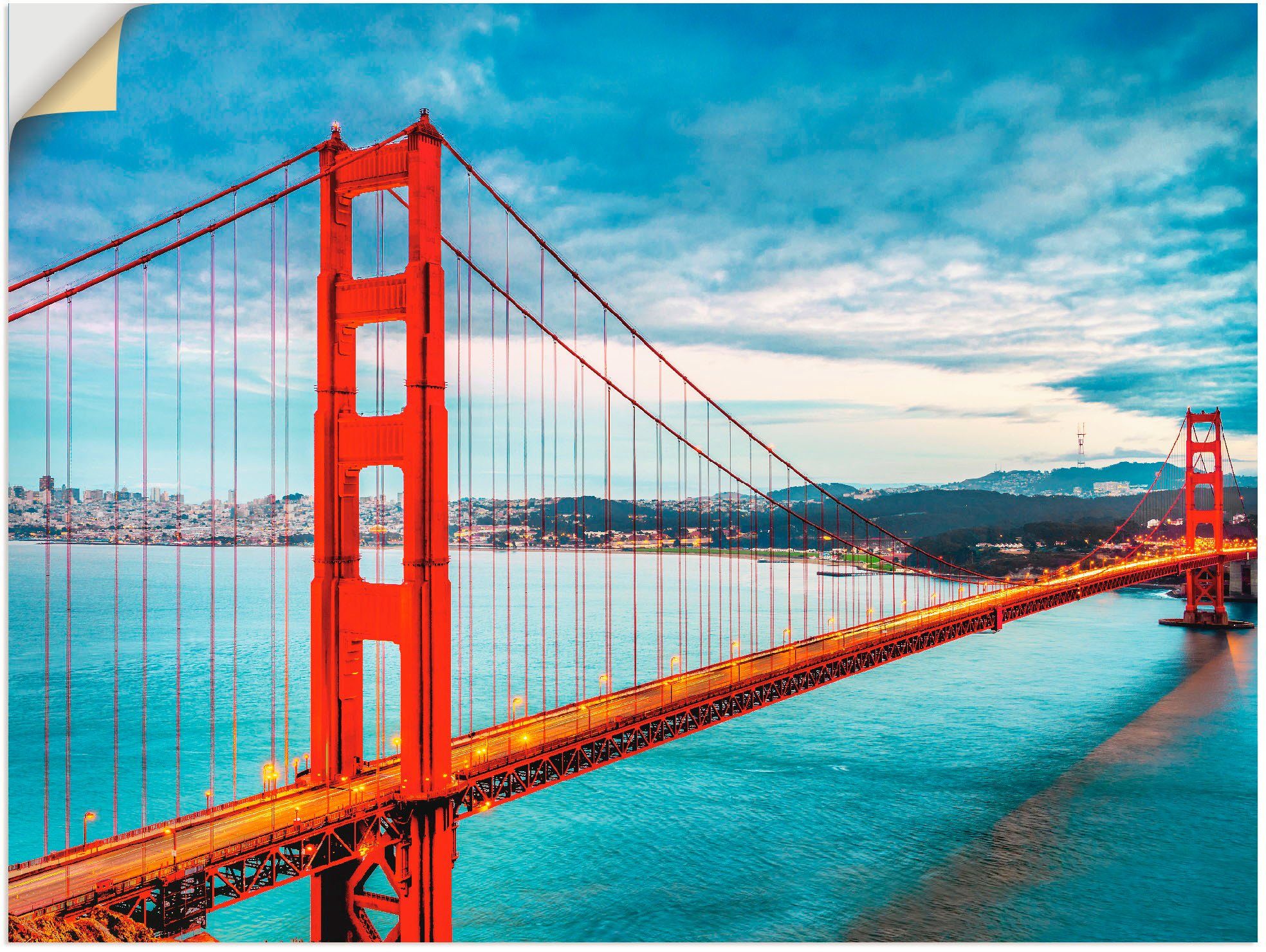 Artland Artprint Golden Gate Bridge in vele afmetingen & productsoorten - artprint van aluminium / artprint voor buiten, artprint op linnen, poster, muursticker / wandfolie ook ges