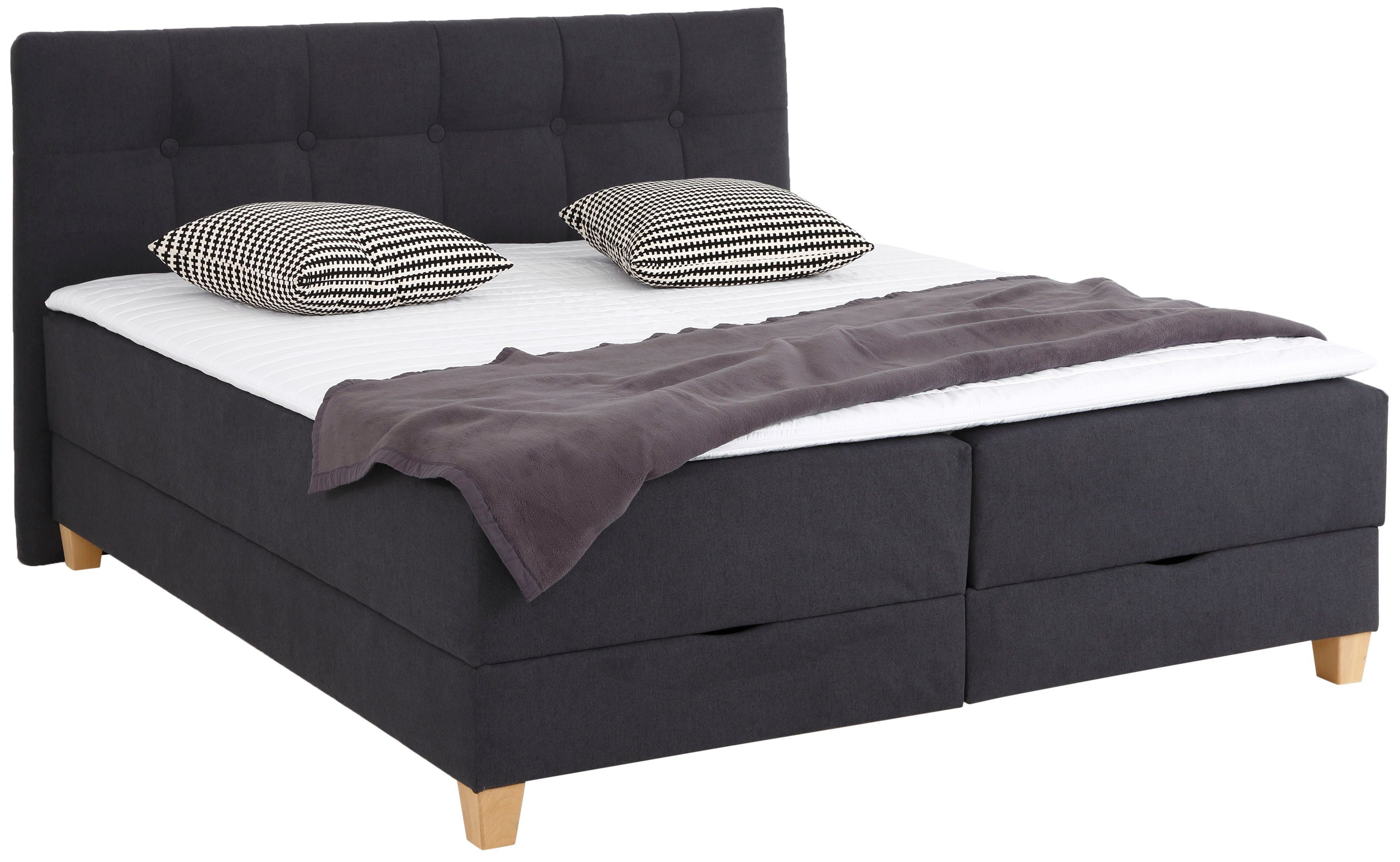 Home affaire Boxspring Lonrai in h2, h3 & h4 en xxl - verlengde 220 cm kiesbaar, incl. topper