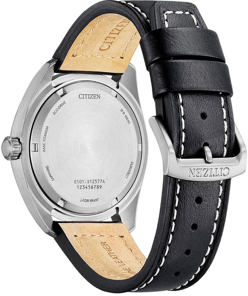 Citizen Solarhorloge BM8560-88LE Horloge, herenhorloge, titanium, datum, leren band