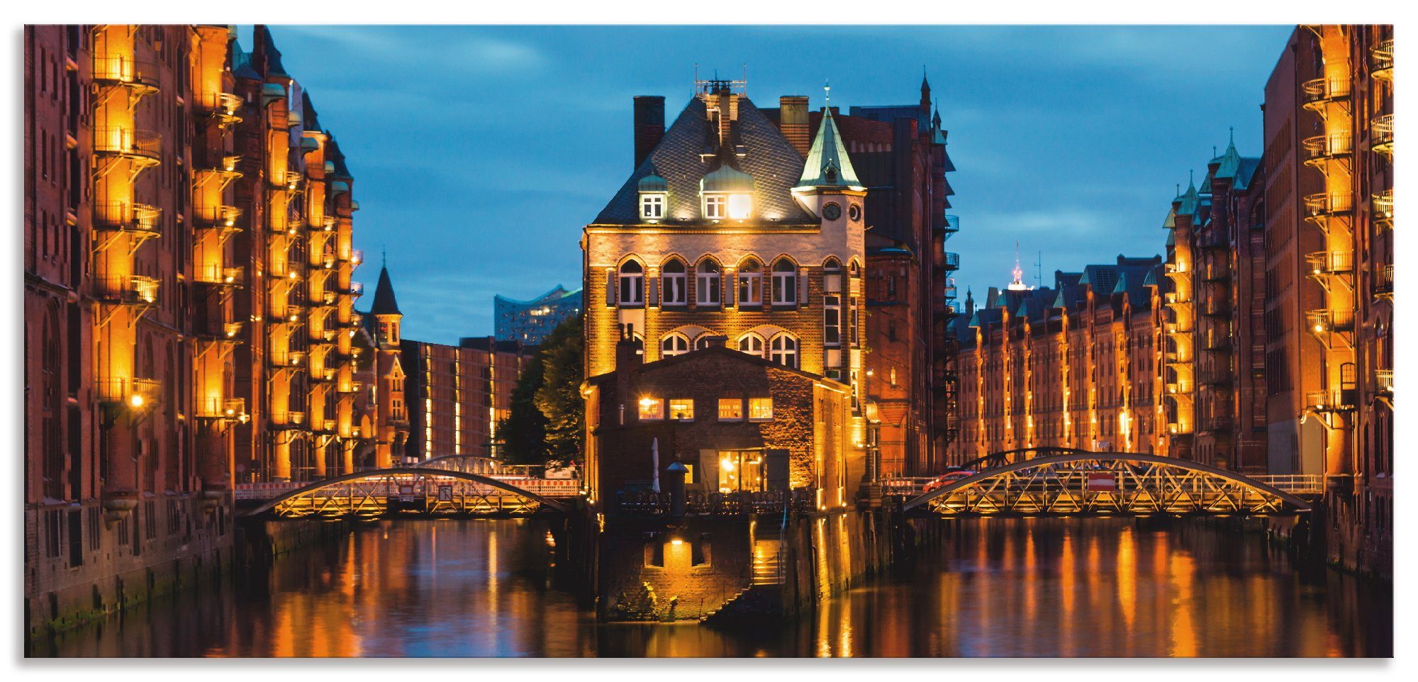 Artland Keukenwand Deel van de oude Speicherstadt in Hamburg zelfklevend in vele maten - spatscherm keuken achter kookplaat en spoelbak als wandbescherming tegen vet, water en vuil