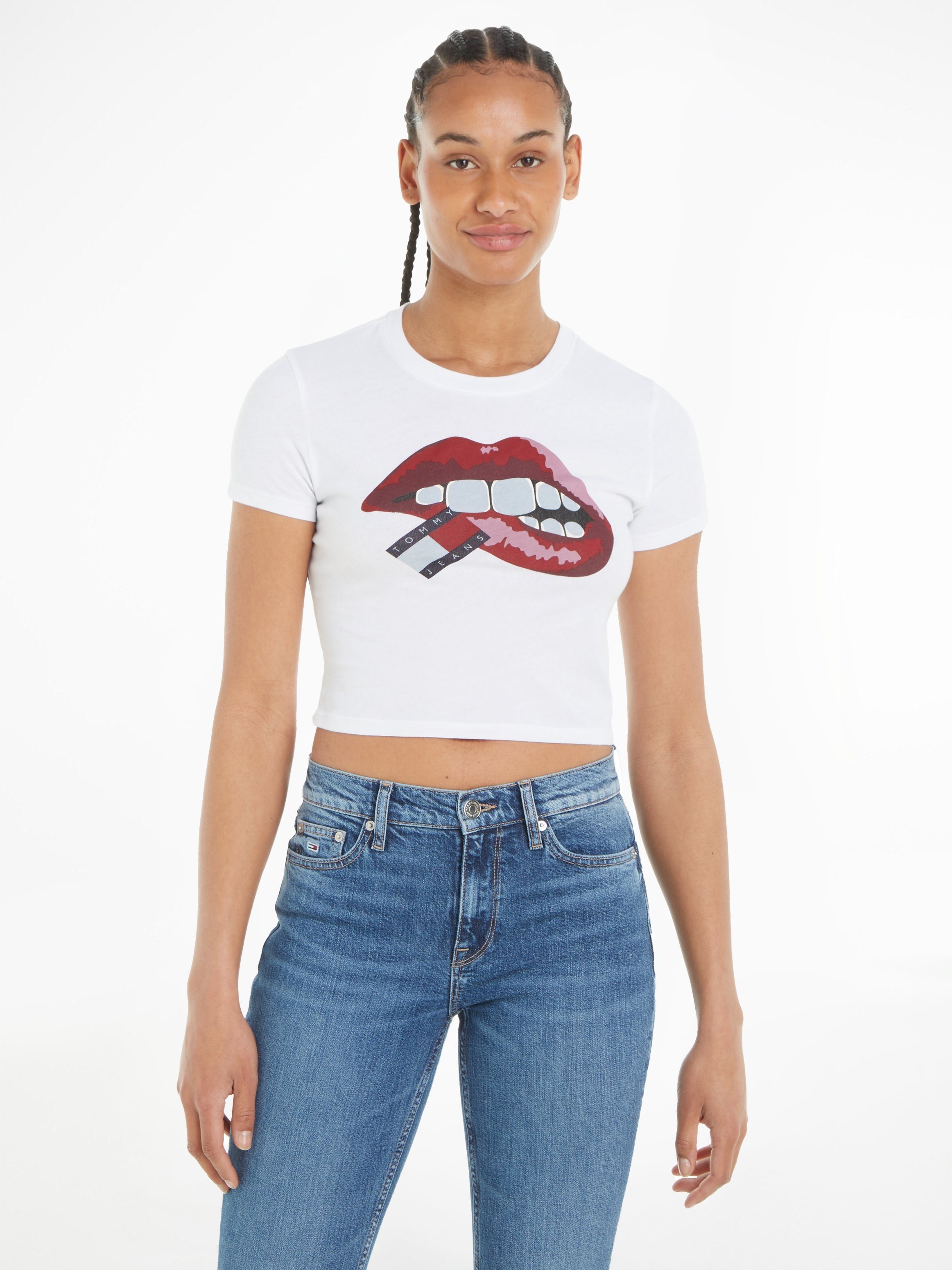TOMMY JEANS T-shirt TJW SLIM CRP WASHED TJ LIPS TEE