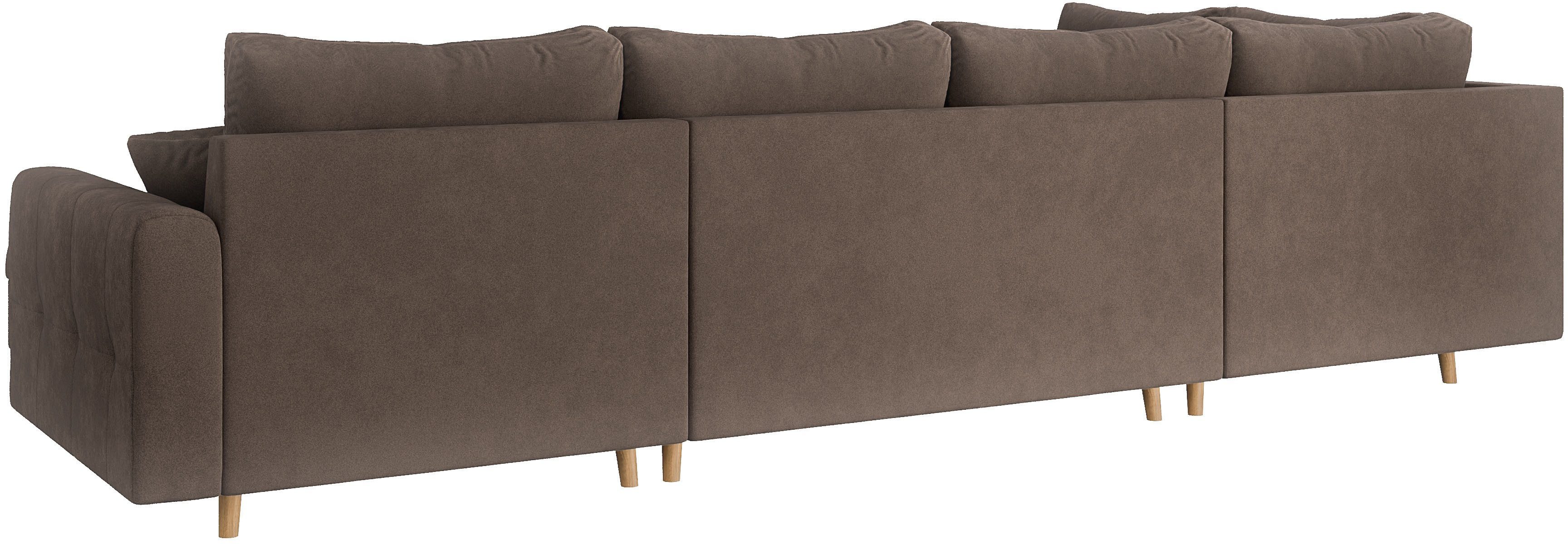 Home affaire Zithoek CHARRE U-vorm met ottomane, afmetingen B/D/H: 310/161/81 cm fijne stiksels, losse rug- en sierkussens, ook in cord en bouclé