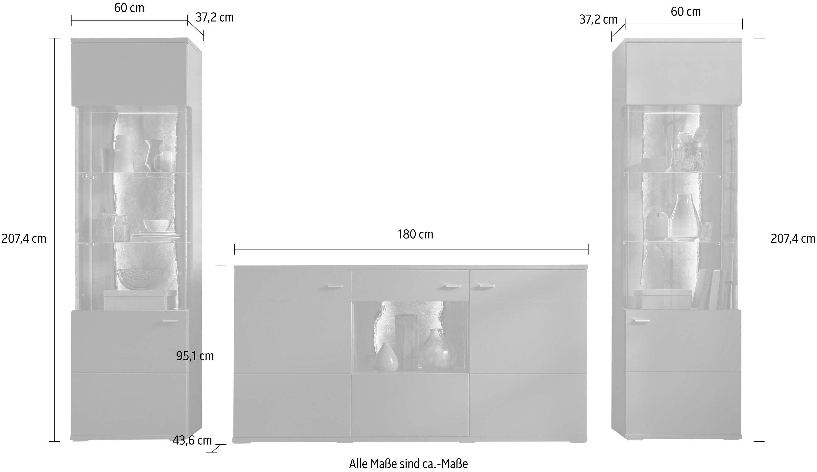 set one by Musterring Wandmeubel Tacoma Type 11, met 2 vitrinekasten (set, 3-delig)